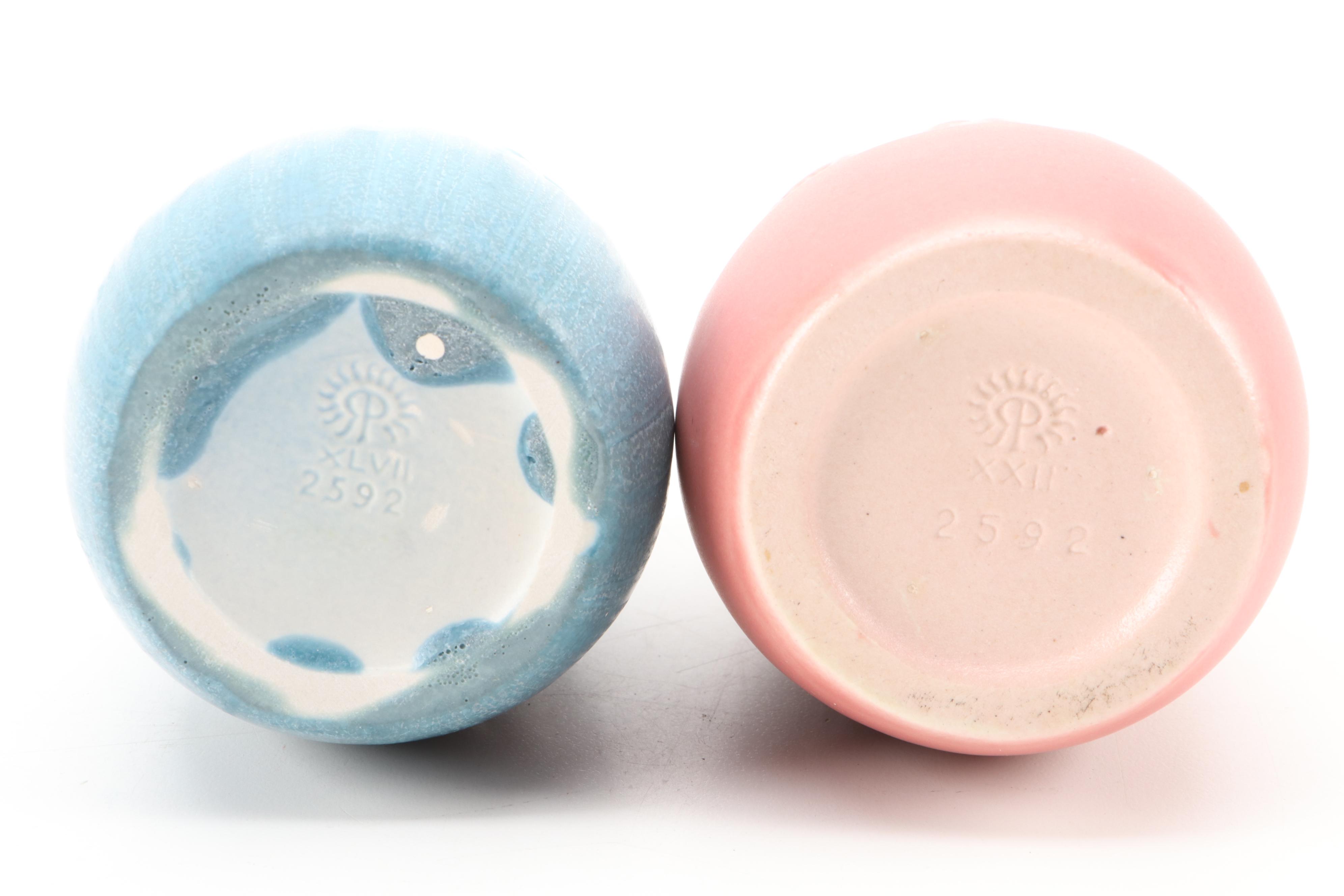 Rookwood Pottery "Cattail" Ceramic Vases, Early to Mid-20th Century