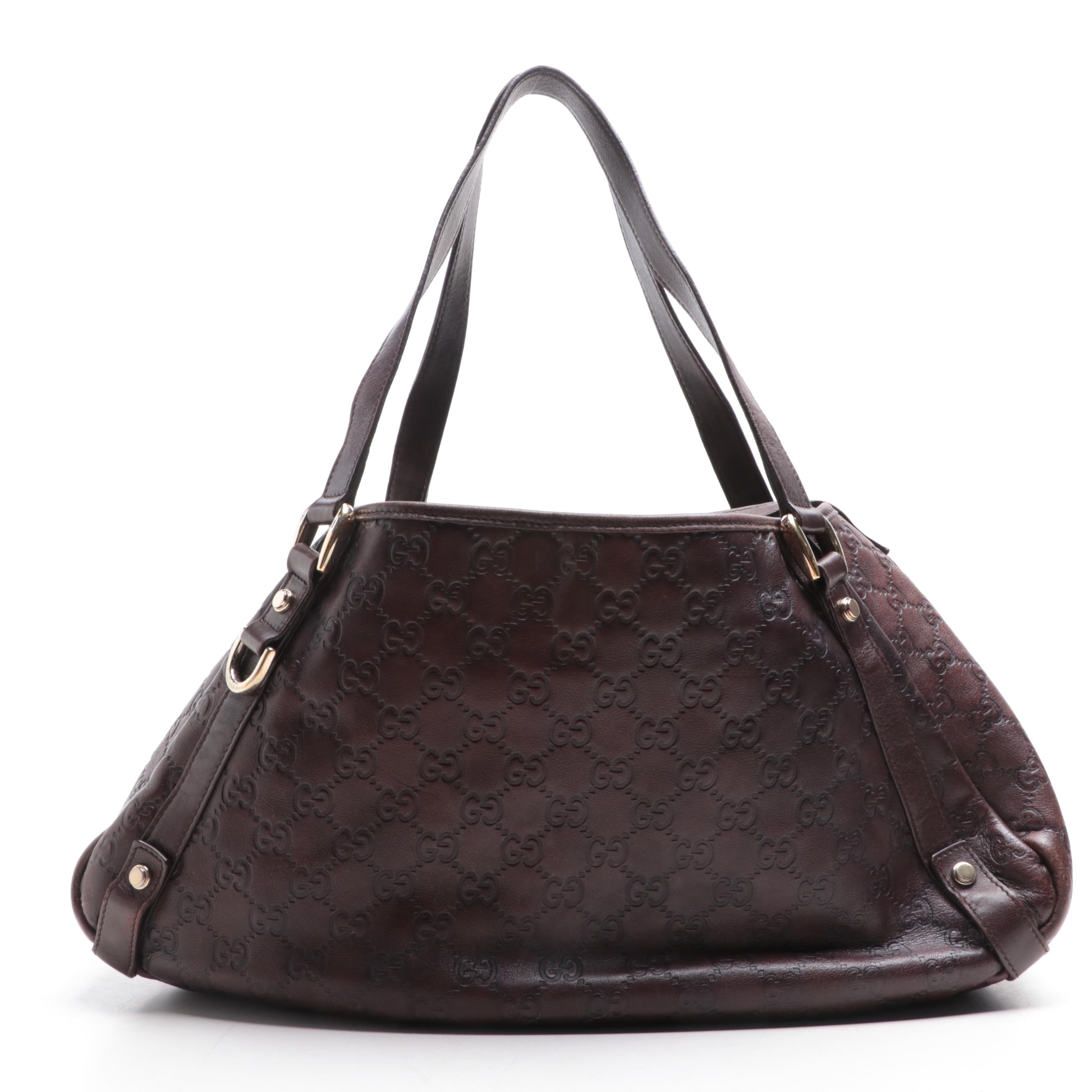 Gucci Abbey GG Embossed Leather Shoulder Bag