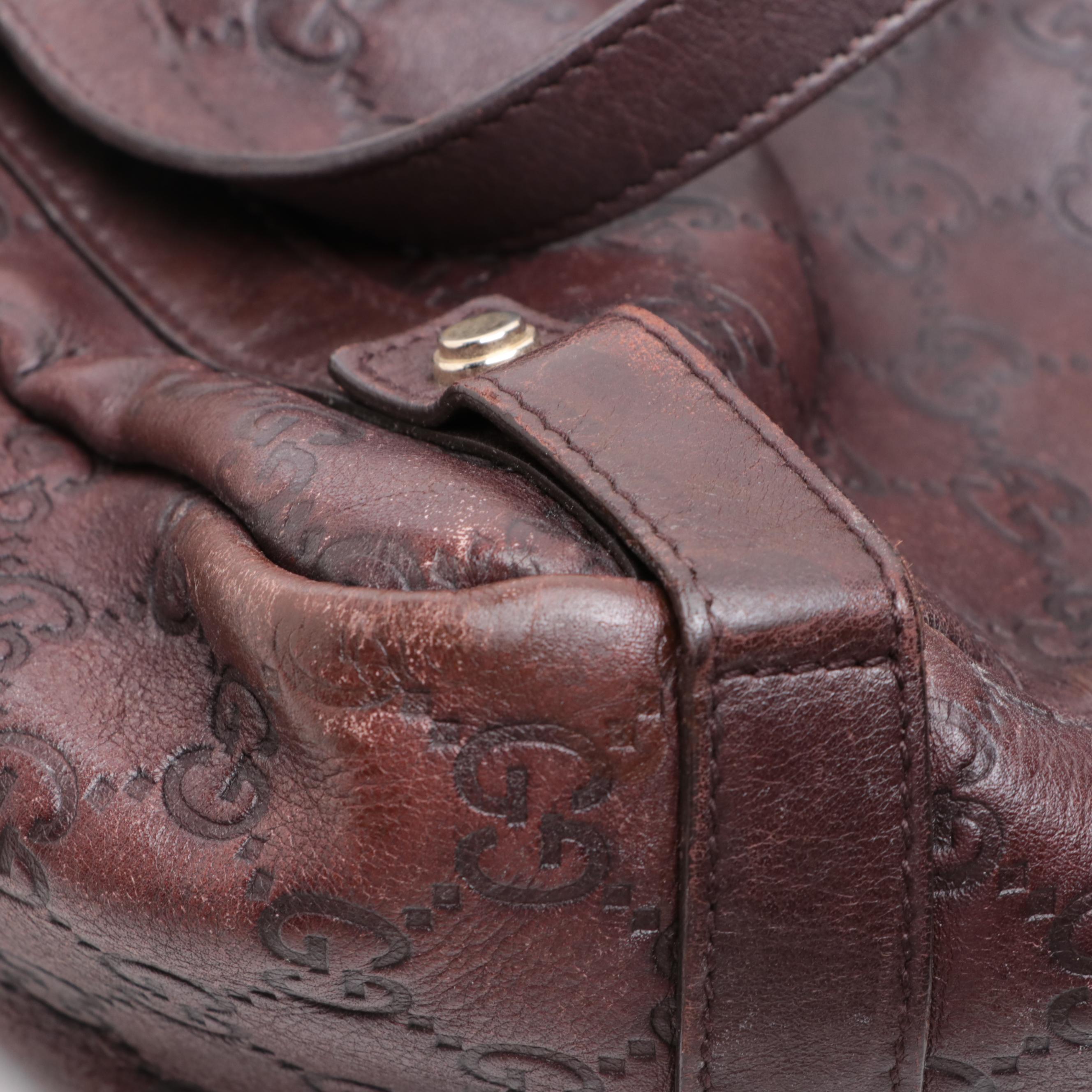 Gucci Abbey GG Embossed Leather Shoulder Bag