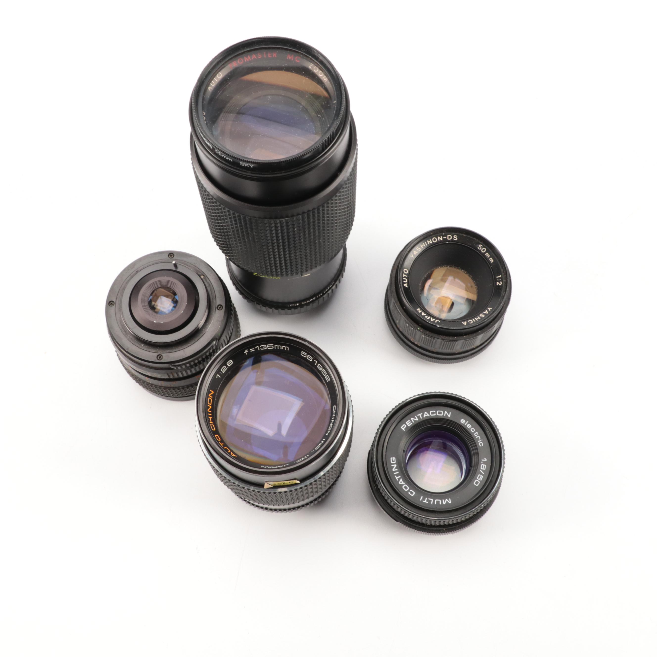 Chinon, Yashica, Pentacon and Promaster Camera Lenses