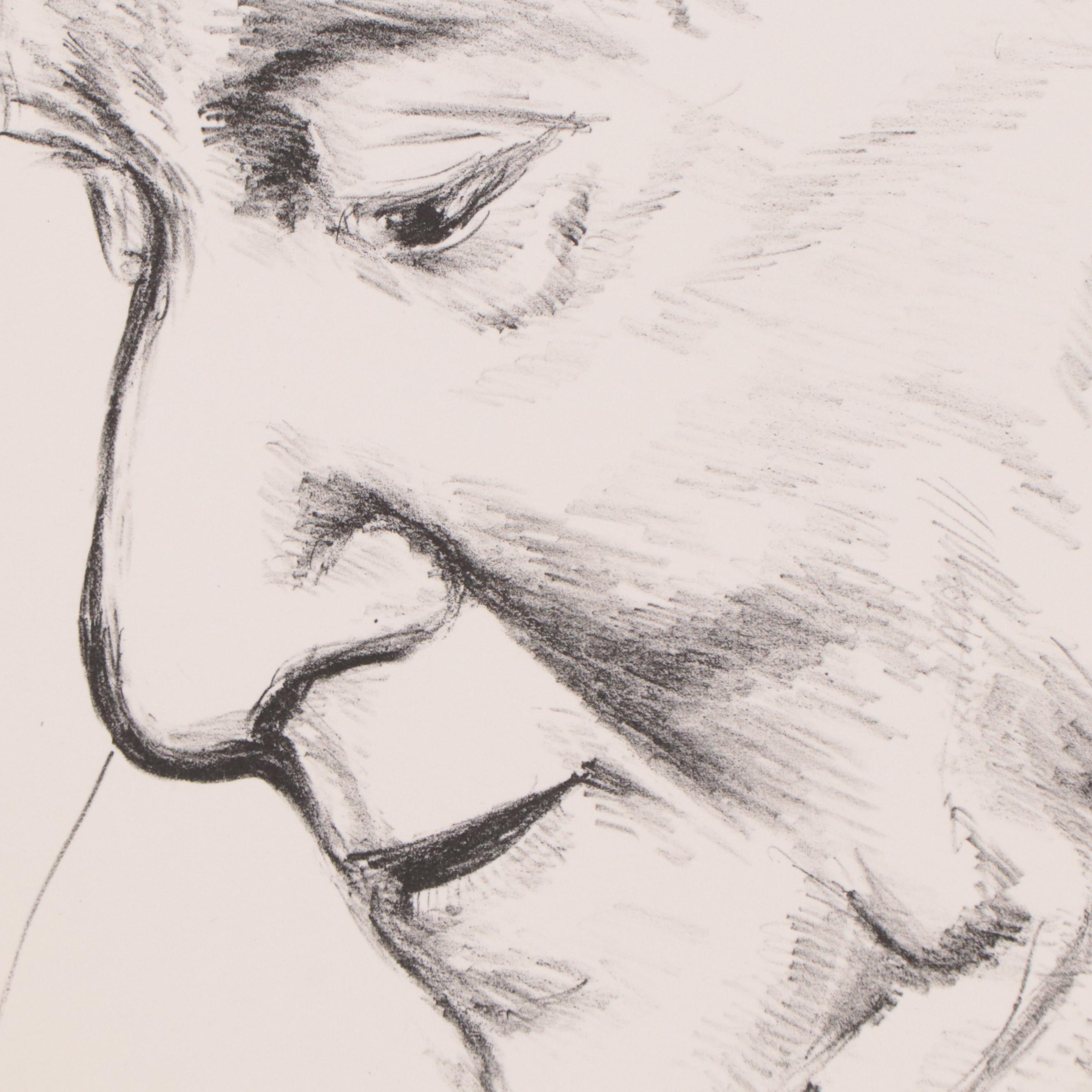 Sidney Chafetz Portrait Lithograph "Isaac Bashevis Singer," 1981