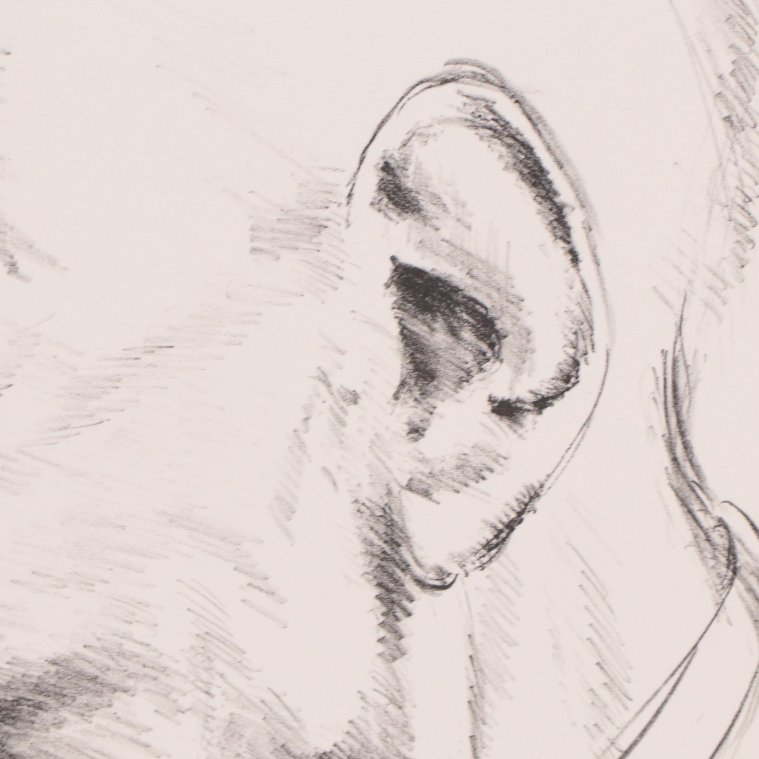 Sidney Chafetz Portrait Lithograph "Isaac Bashevis Singer," 1981