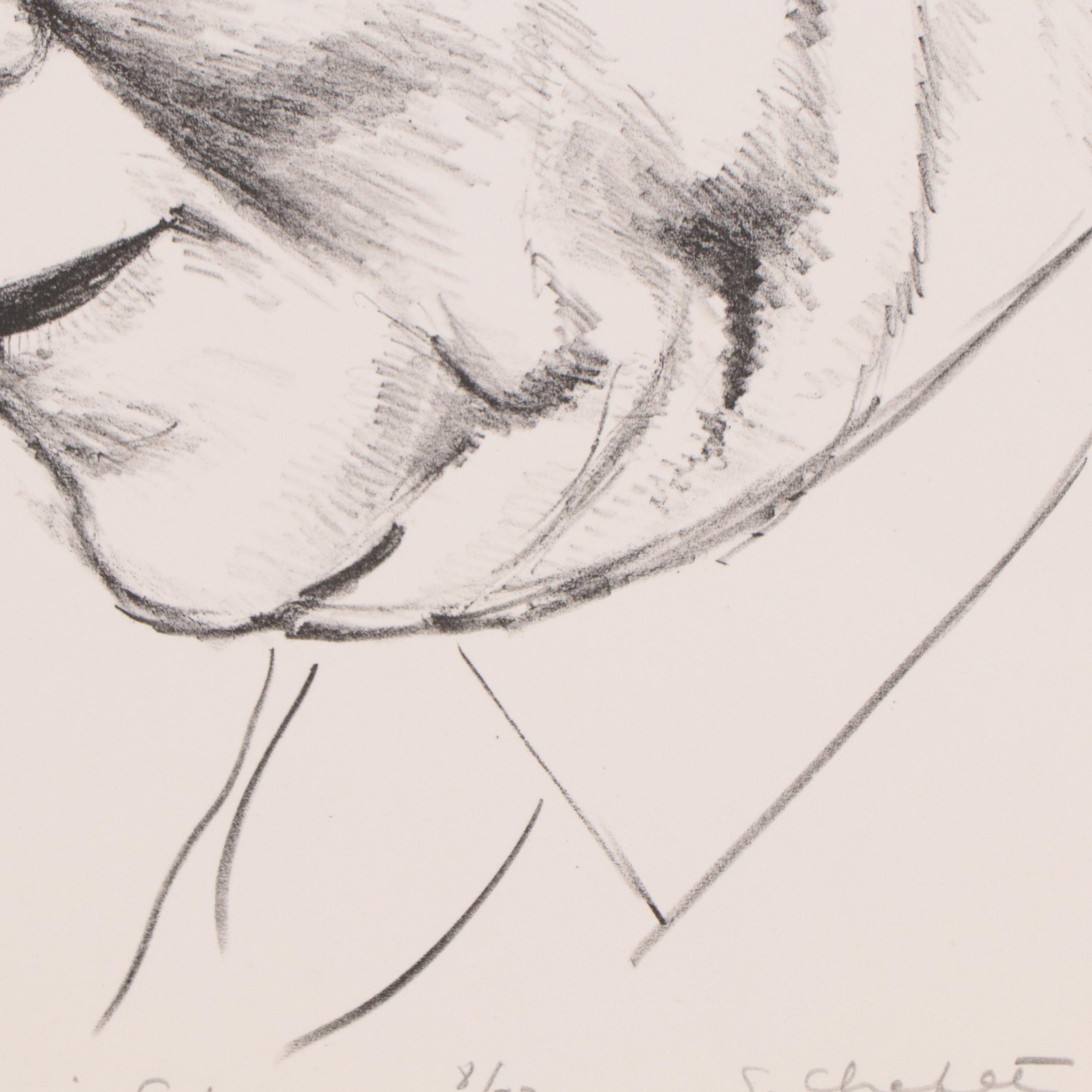 Sidney Chafetz Portrait Lithograph "Isaac Bashevis Singer," 1981