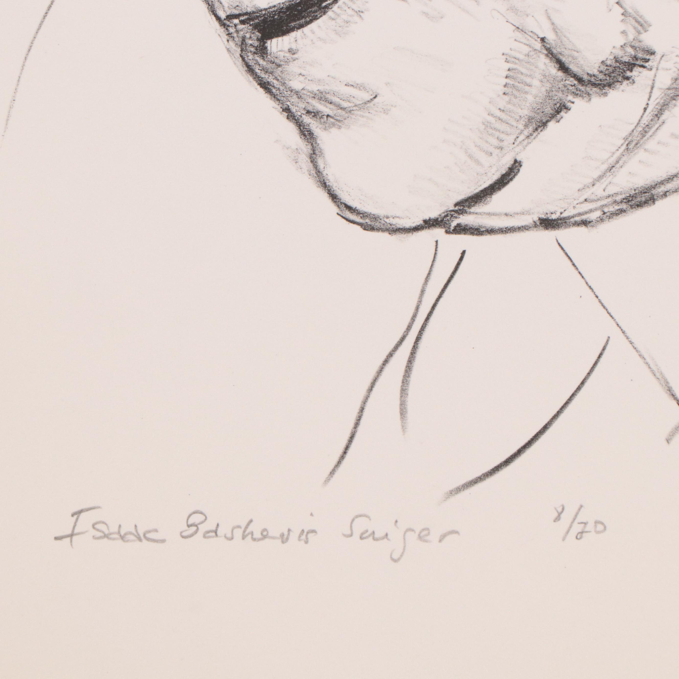 Sidney Chafetz Portrait Lithograph "Isaac Bashevis Singer," 1981