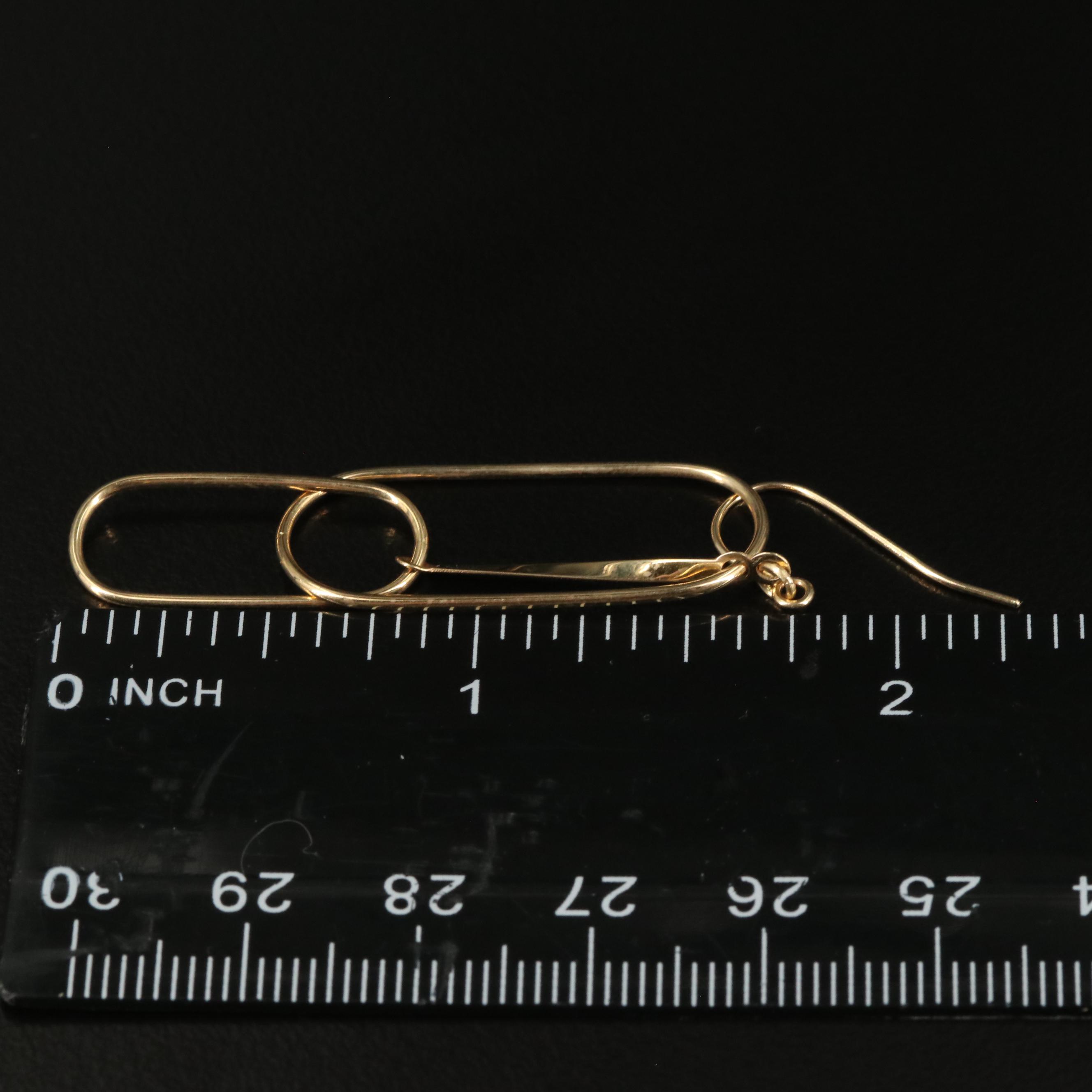 14K Double Oval Dangle Hoop Earrings