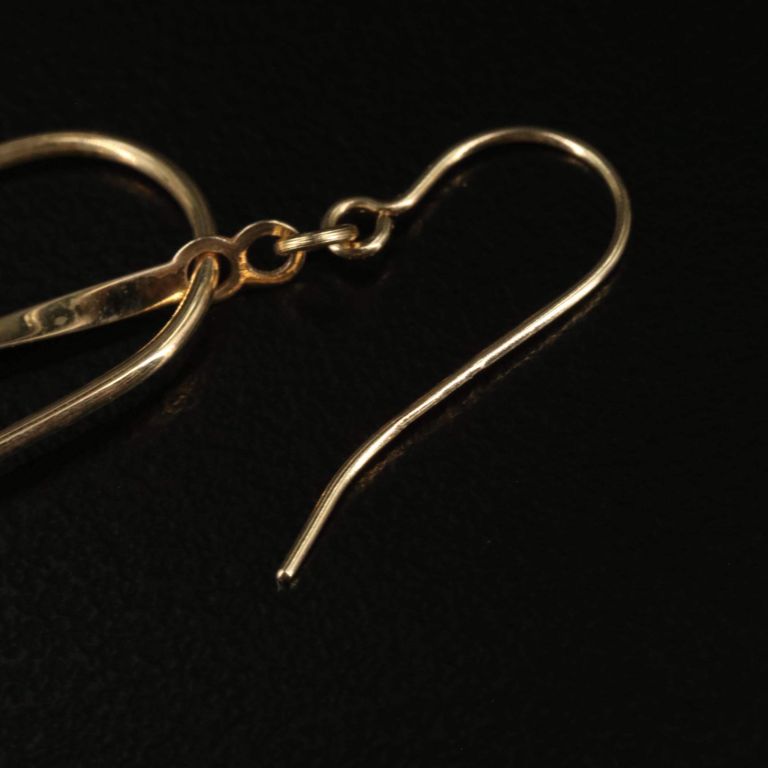 14K Double Oval Dangle Hoop Earrings