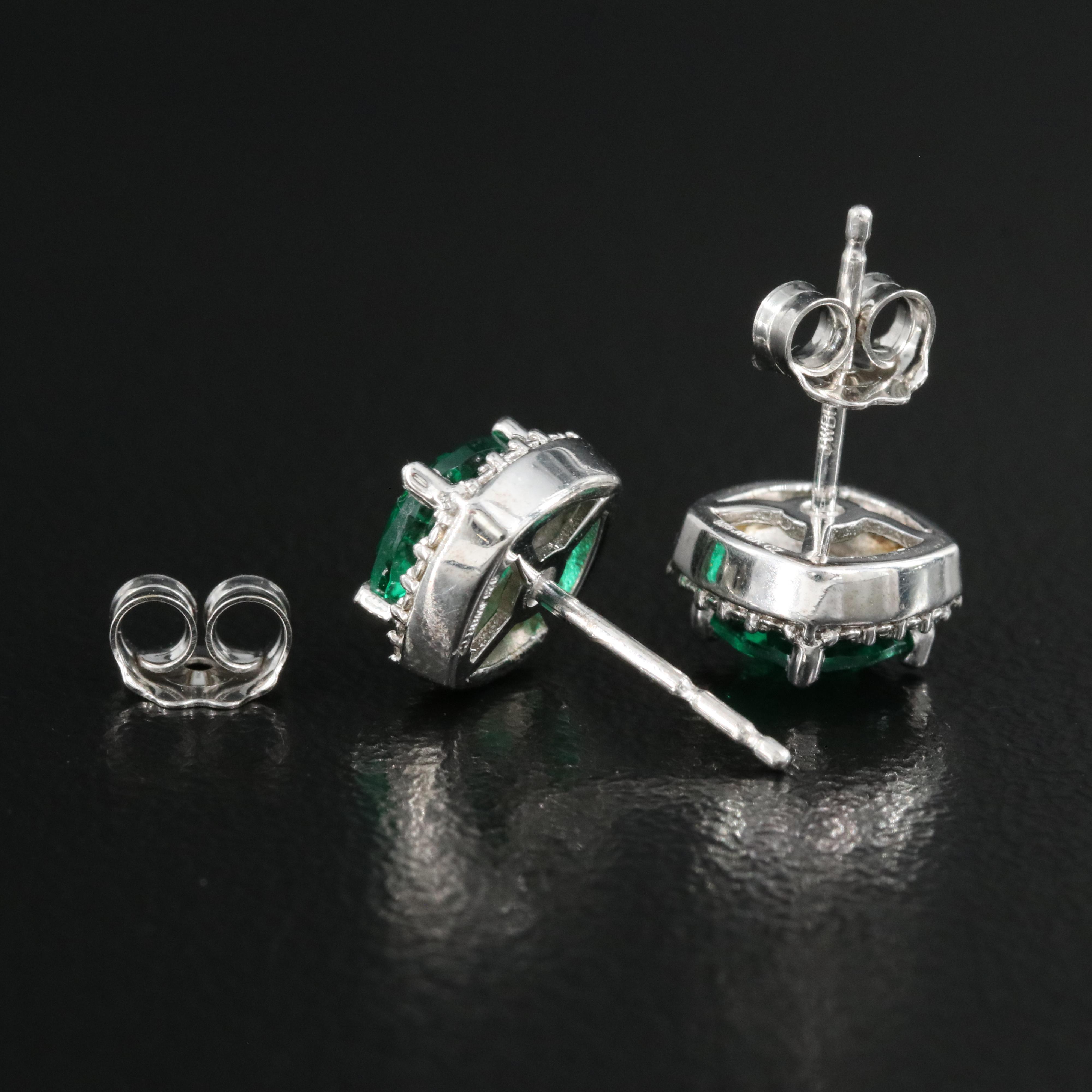 Sterling Glass and Cubic Zirconia Stud Earrings