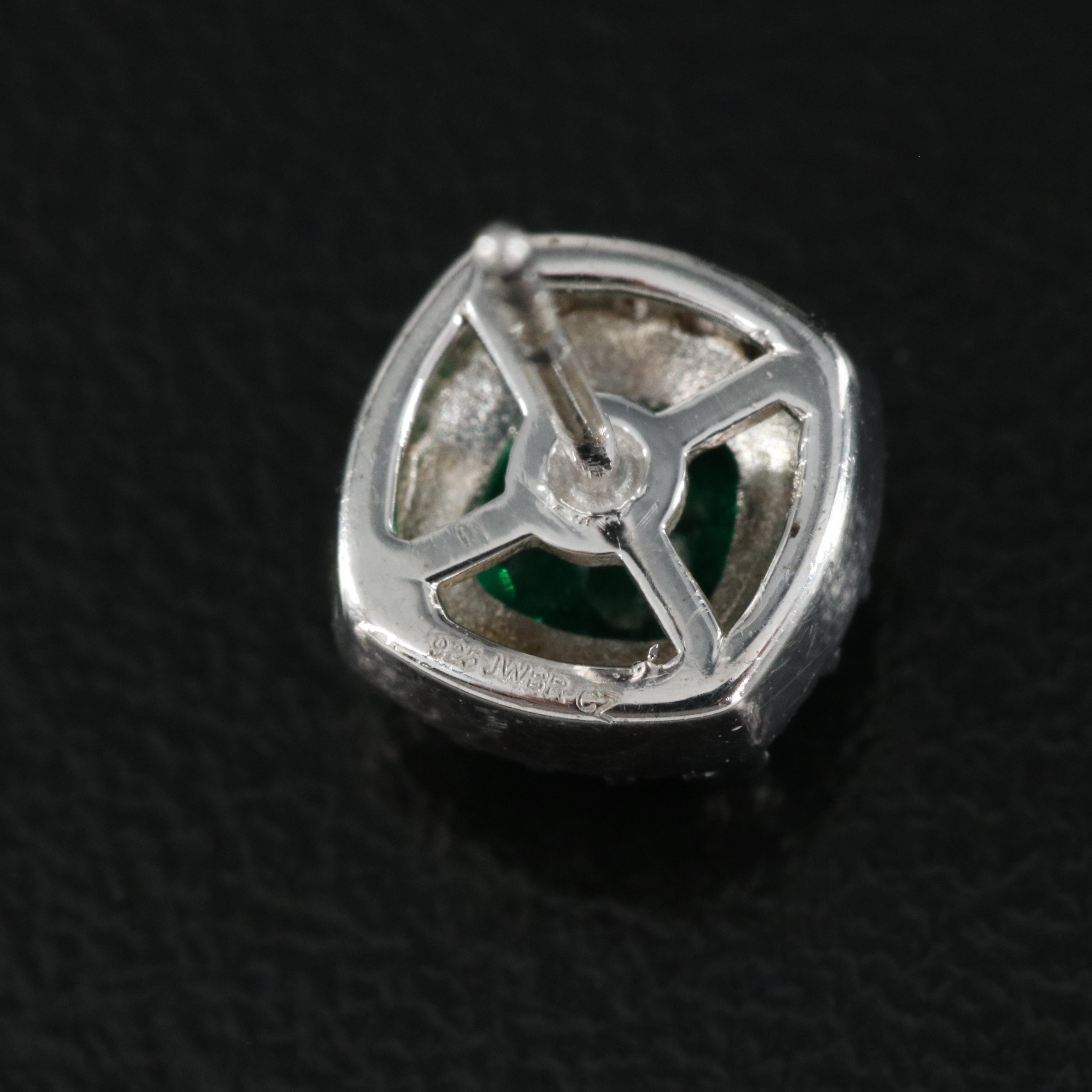 Sterling Glass and Cubic Zirconia Stud Earrings