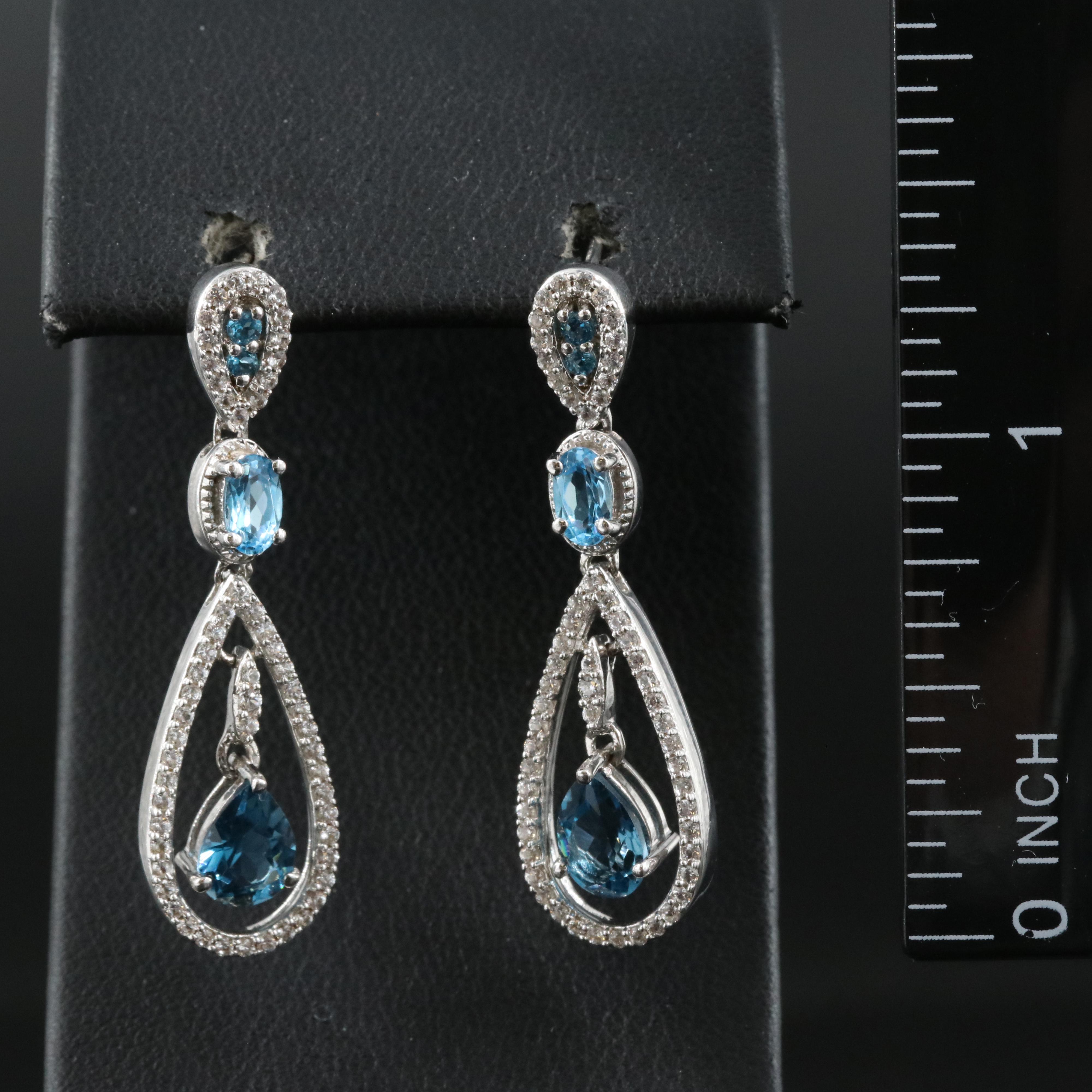 Sterling Topaz and Sapphire Earrings