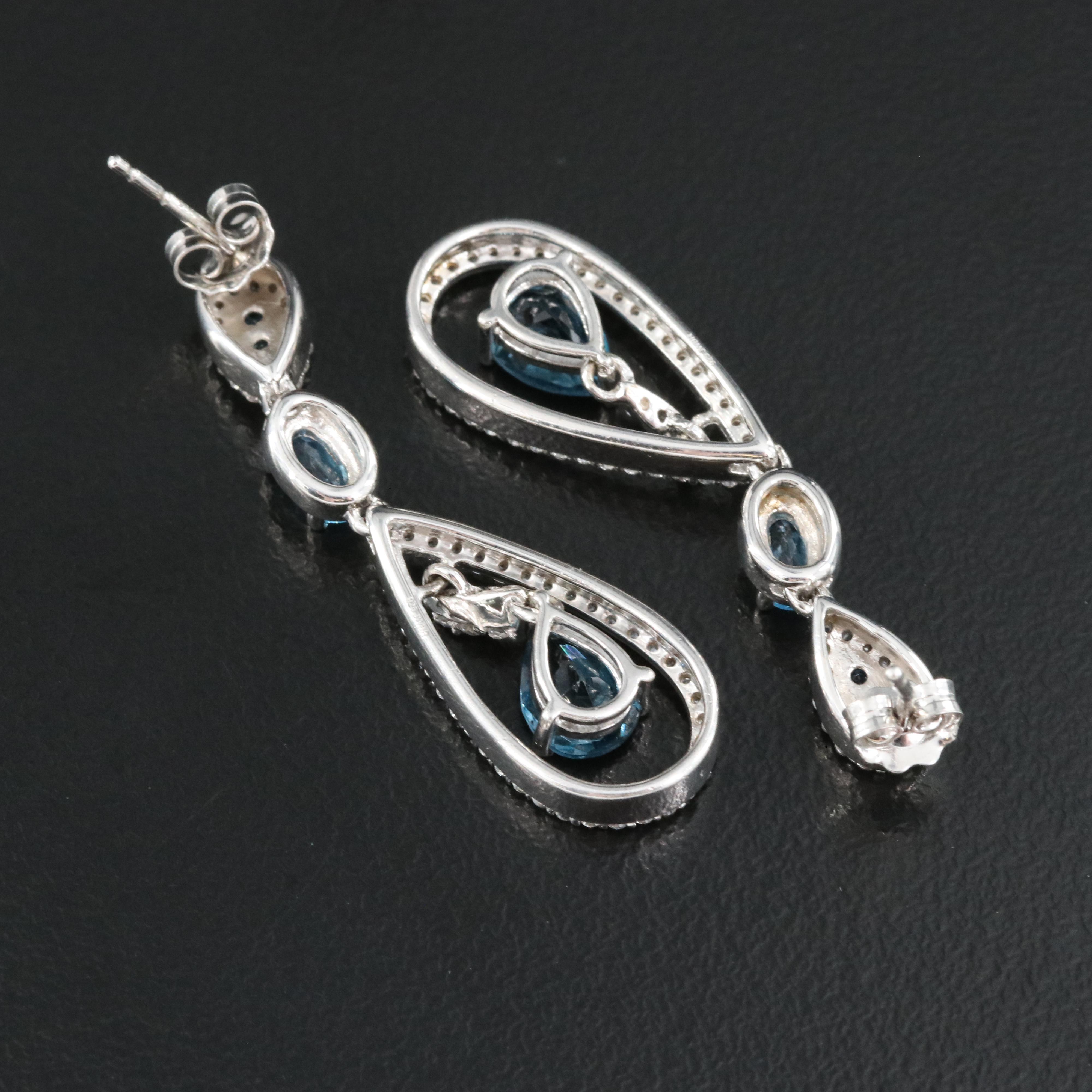 Sterling Topaz and Sapphire Earrings