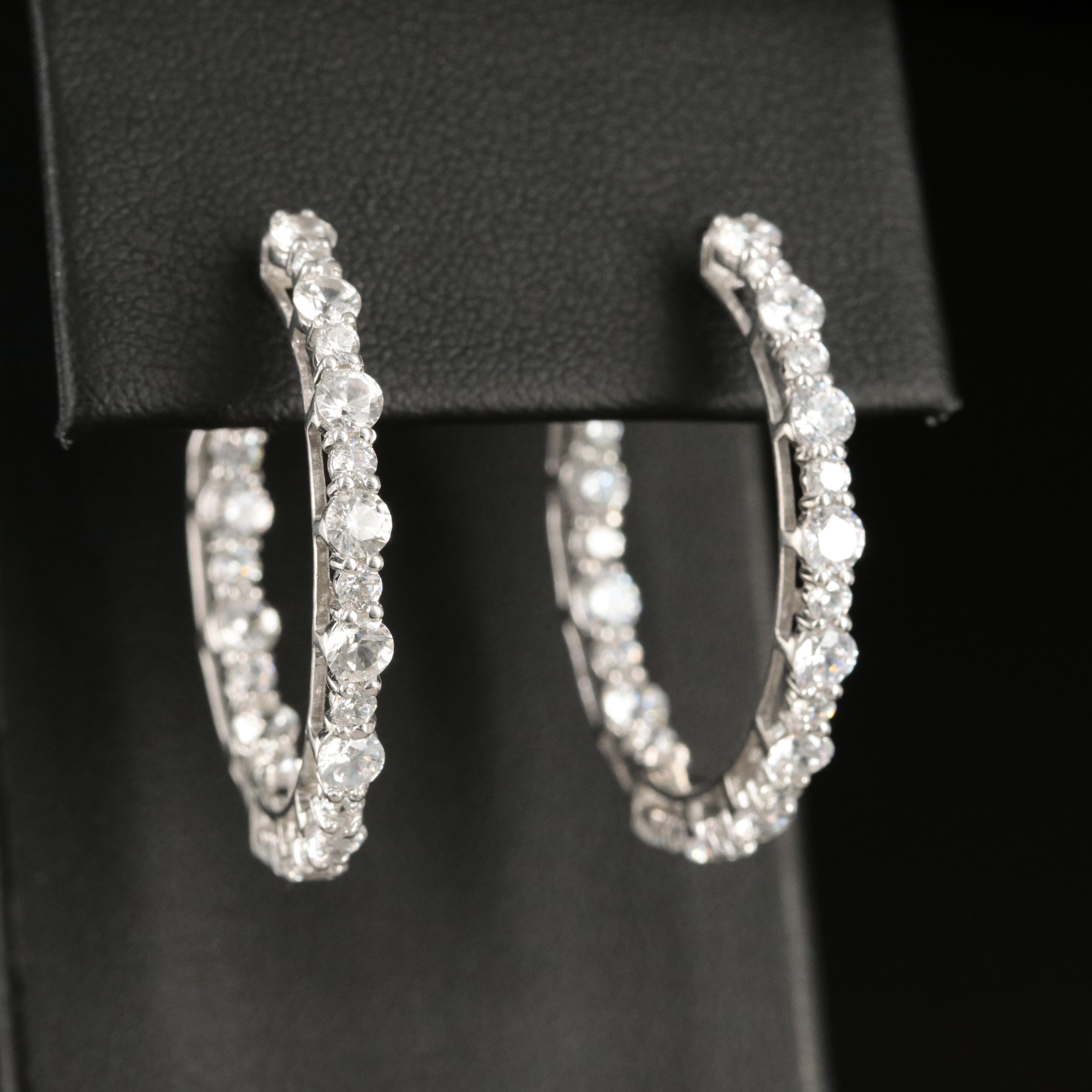 Sterling Cubic Zirconia Inside-Out Hoop Earrings