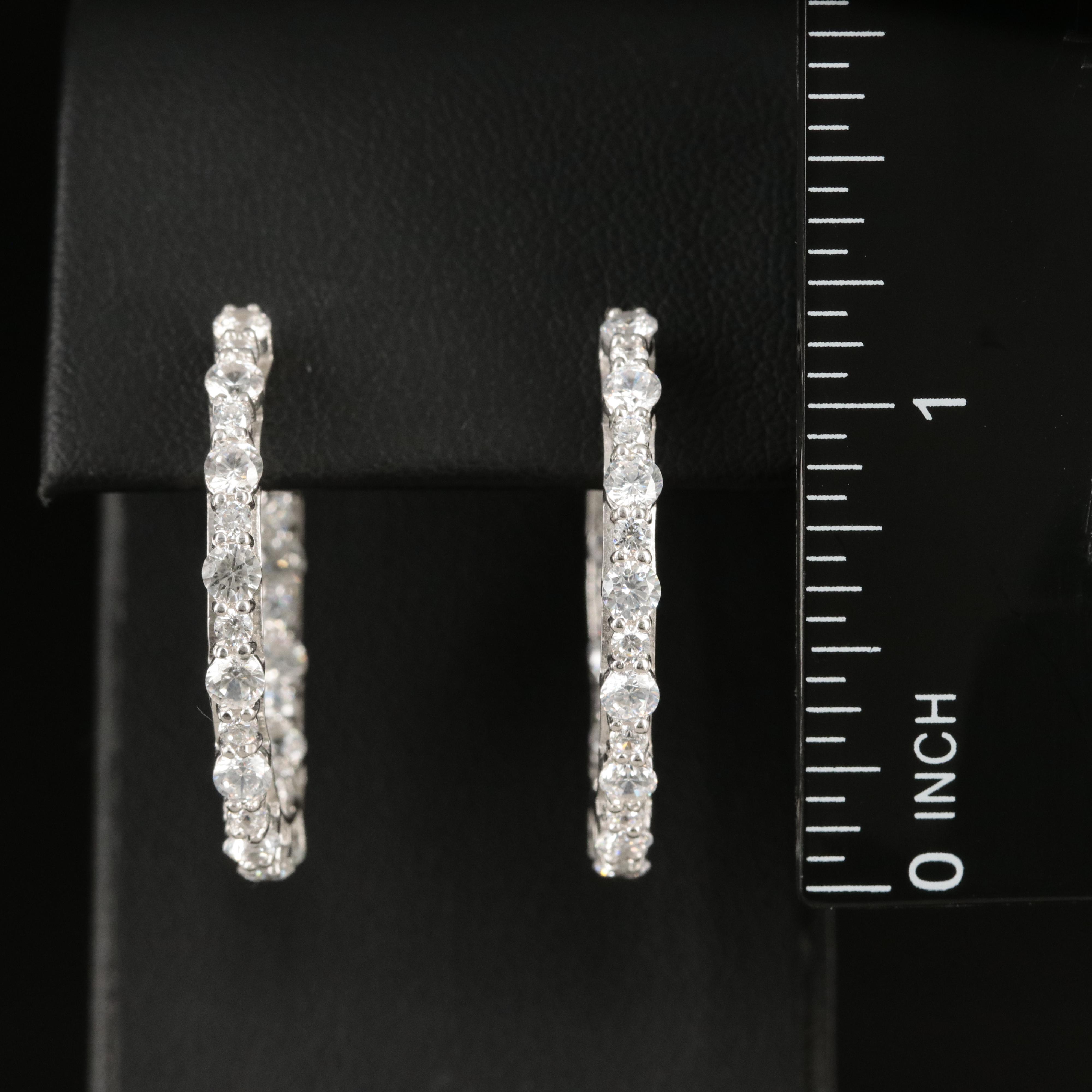 Sterling Cubic Zirconia Inside-Out Hoop Earrings