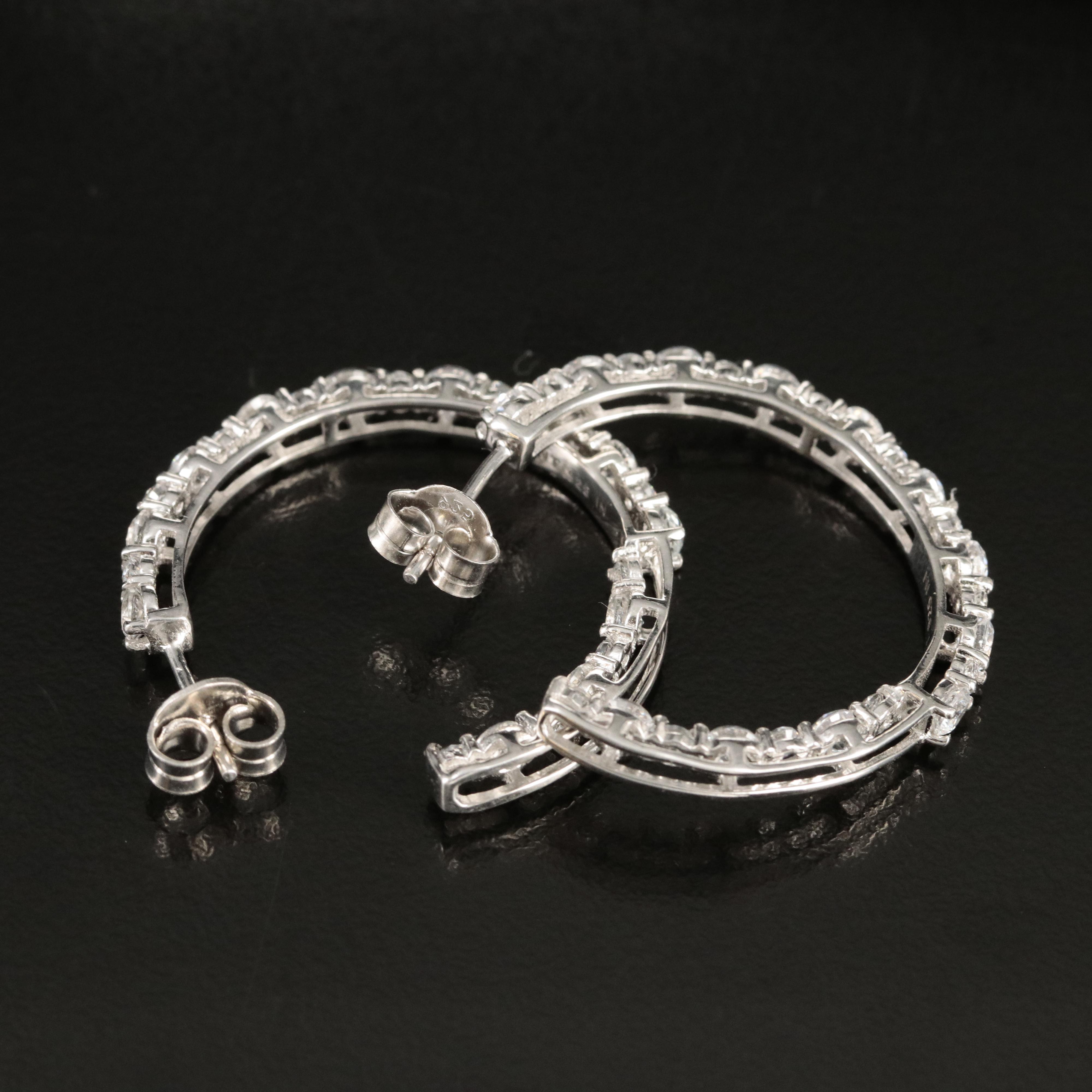 Sterling Cubic Zirconia Inside-Out Hoop Earrings
