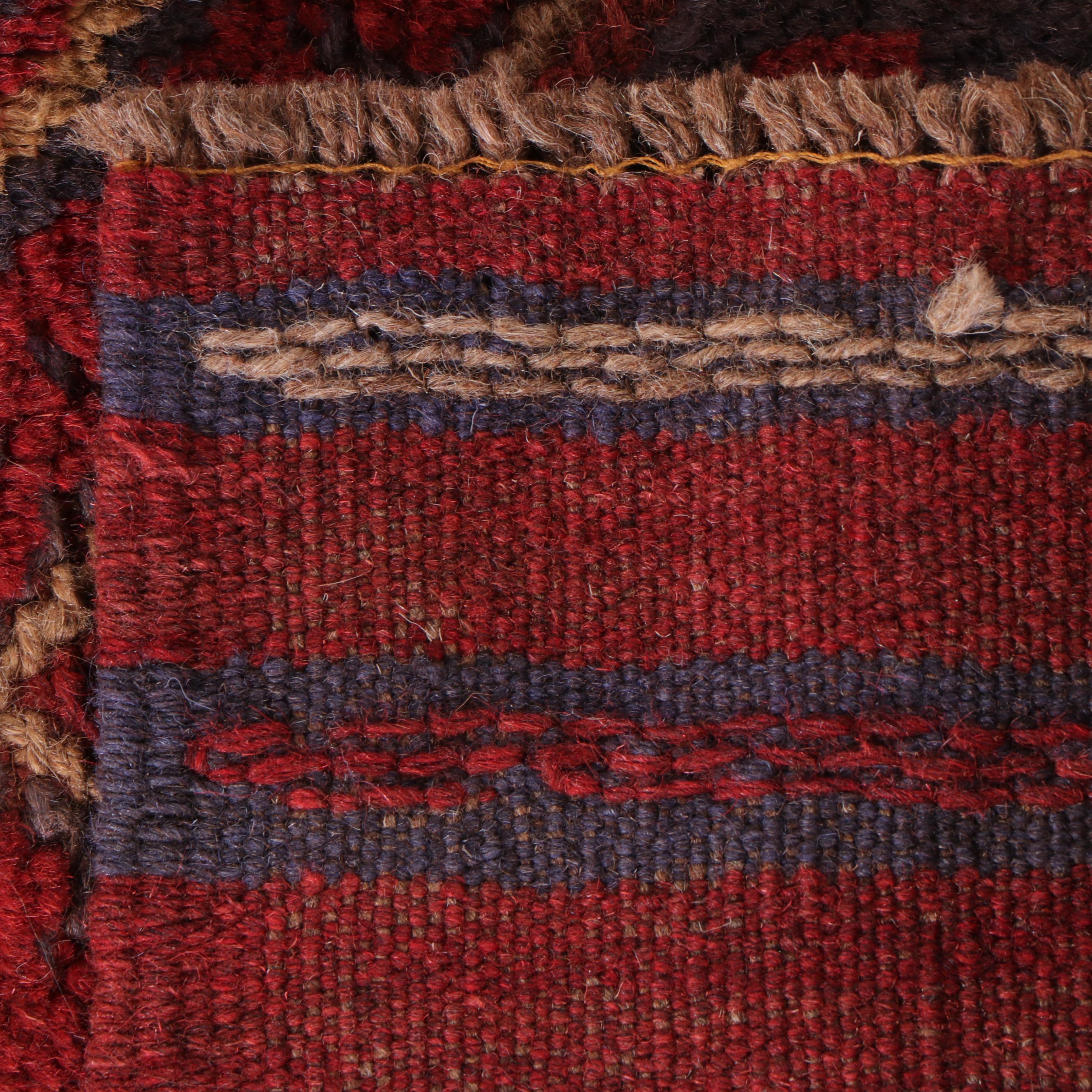 2' x 8'3 Hand-Knotted Afghan Mixed Technique Carpet Runner
