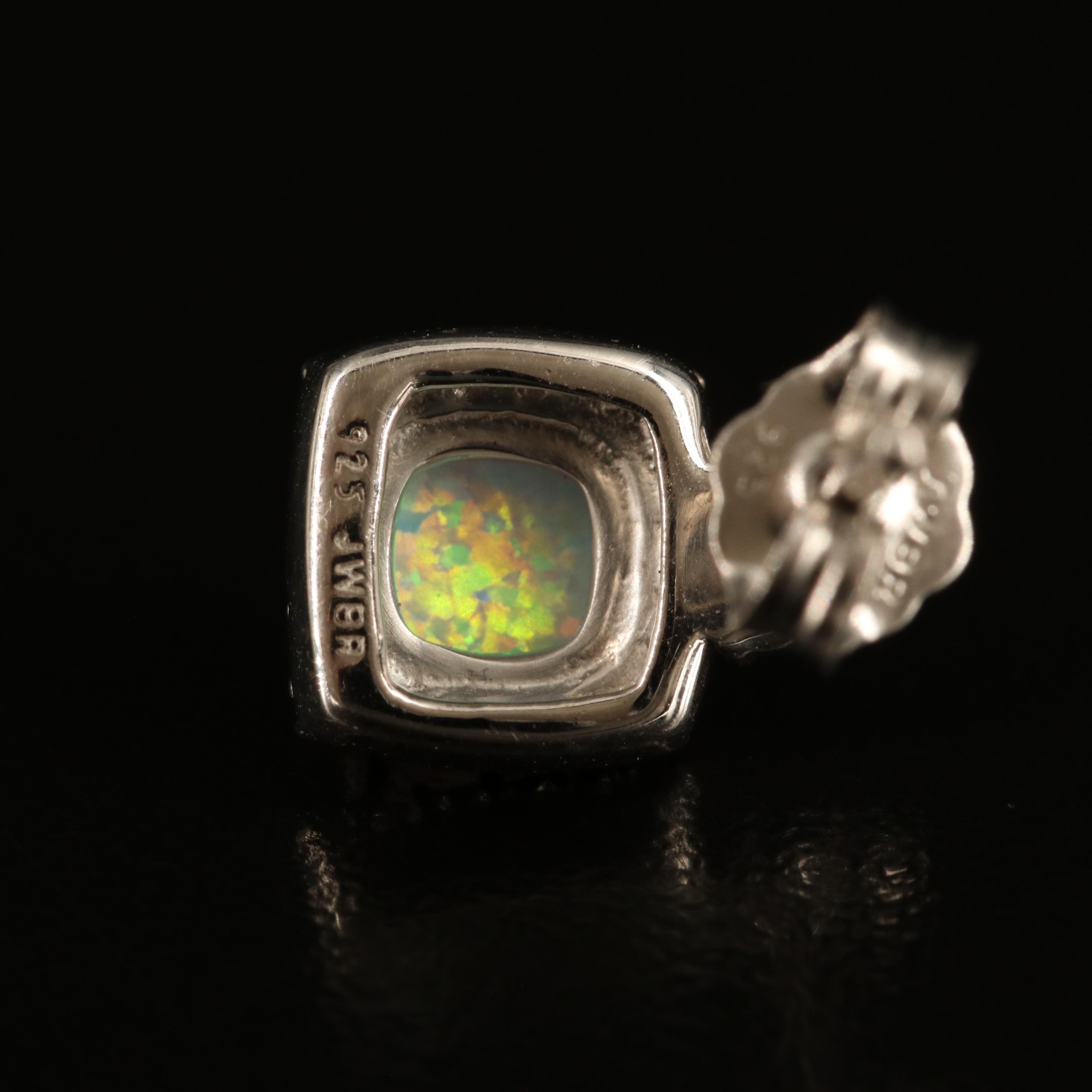 Sterling Opal, Topaz and Sapphire Earrings