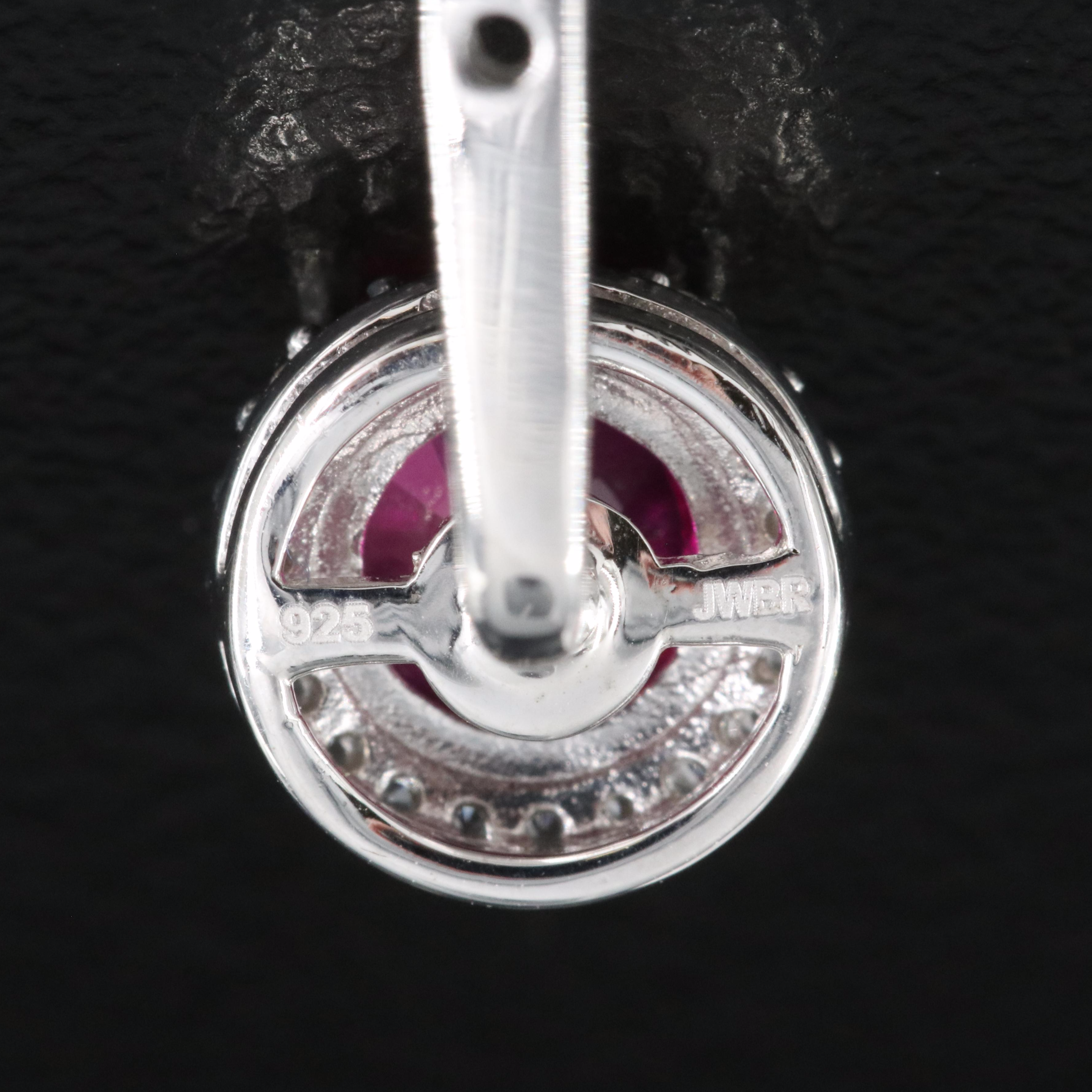 Sterling Sapphire Stud Earrings with Sterling Ruby Removable Enhancers