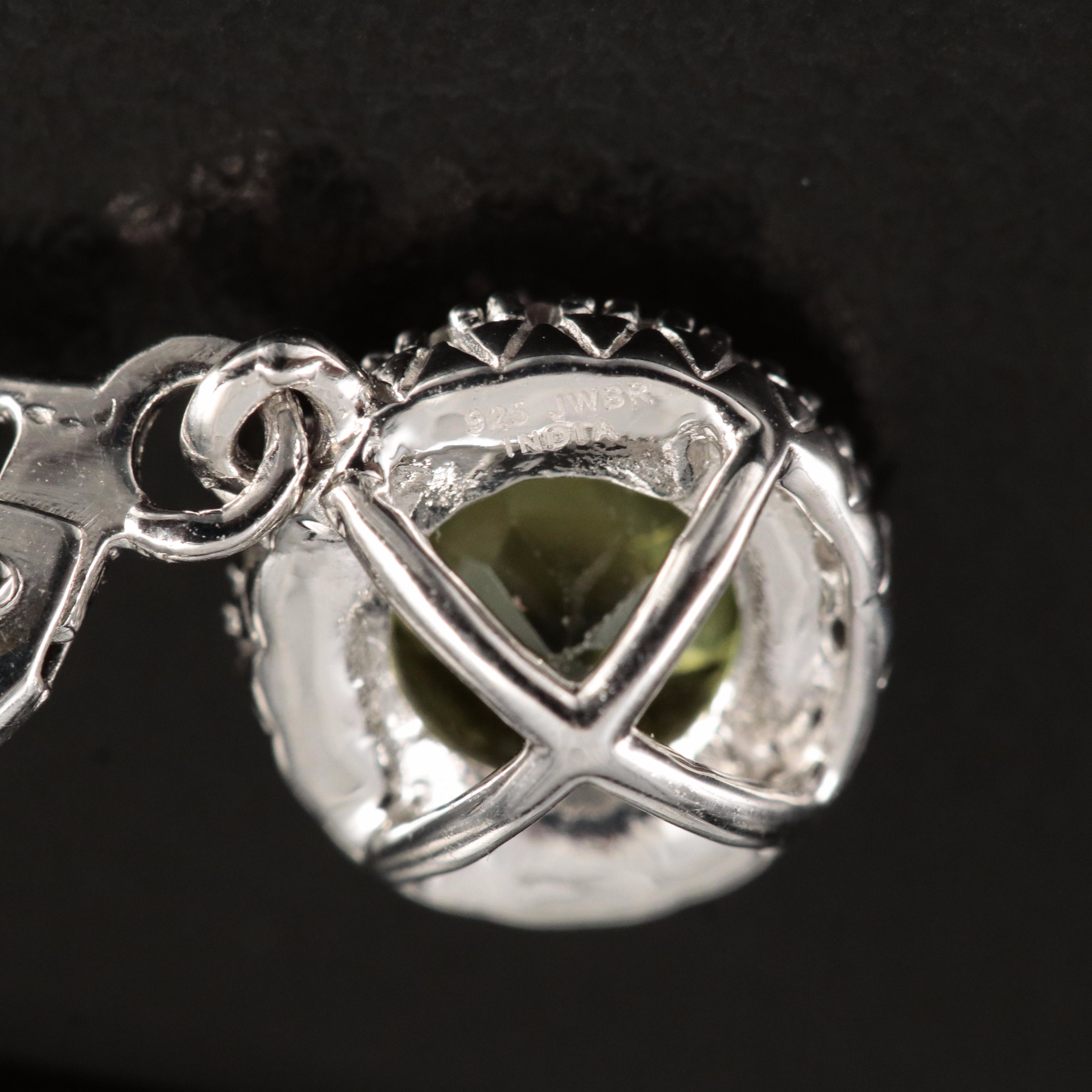 Sterling Peridot and Sapphire Earrings