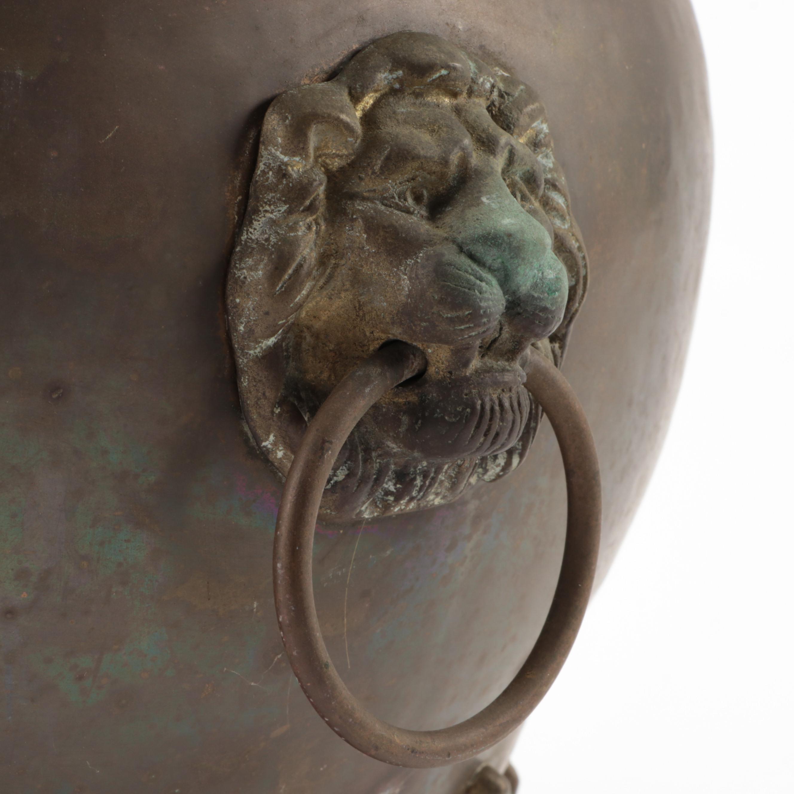 English Brass Lions Paw Planter Pot with Other Brazier Top