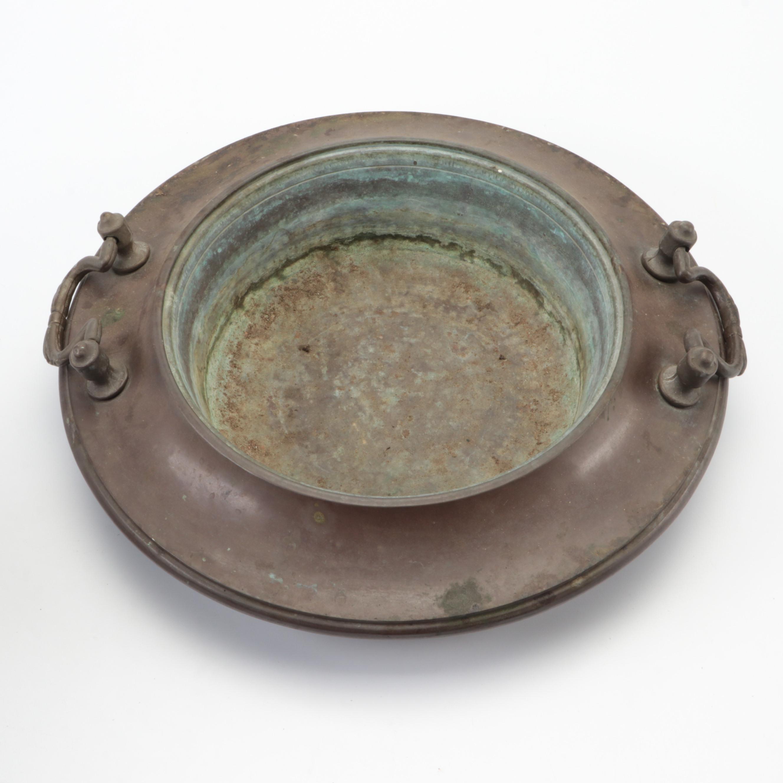 English Brass Lions Paw Planter Pot with Other Brazier Top