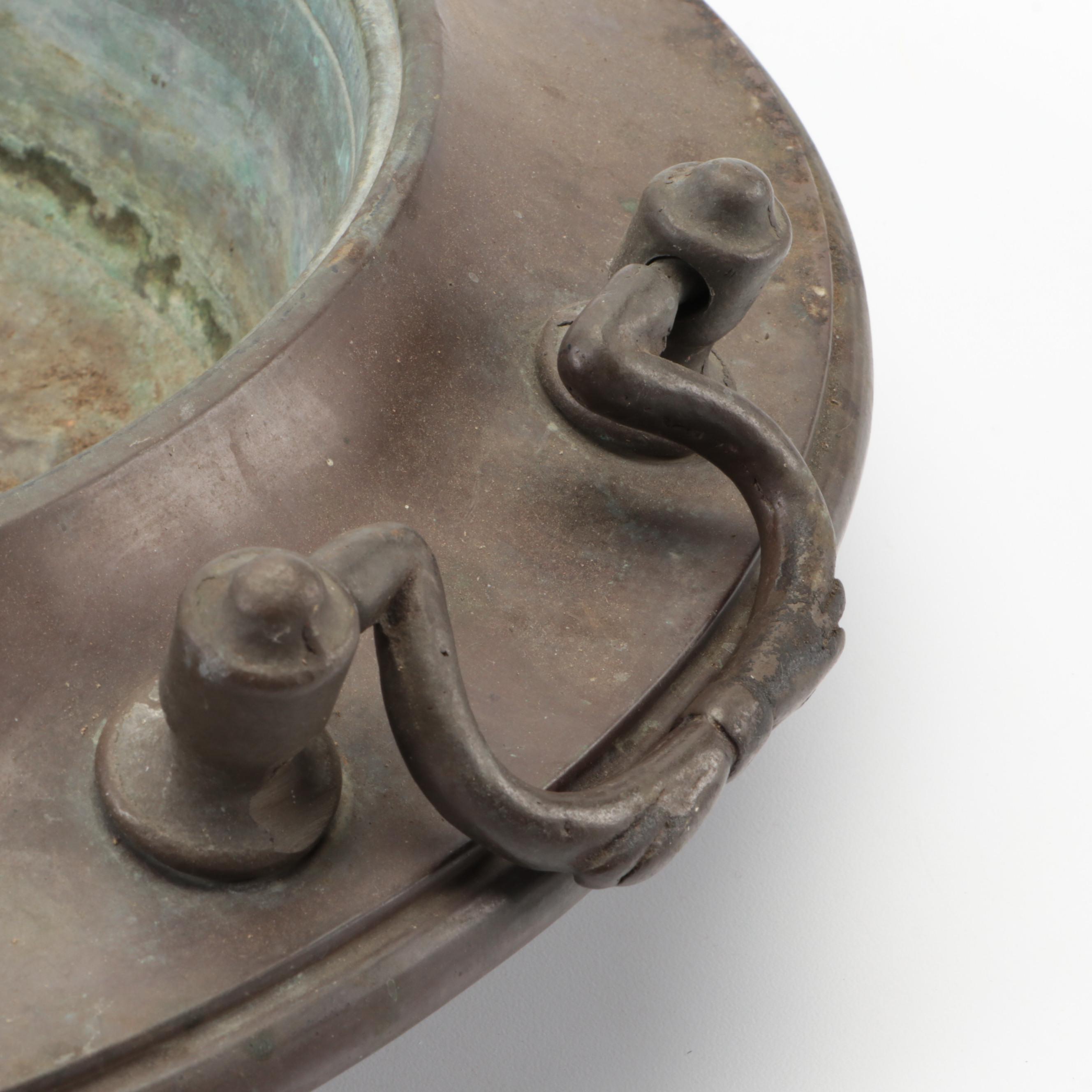 English Brass Lions Paw Planter Pot with Other Brazier Top