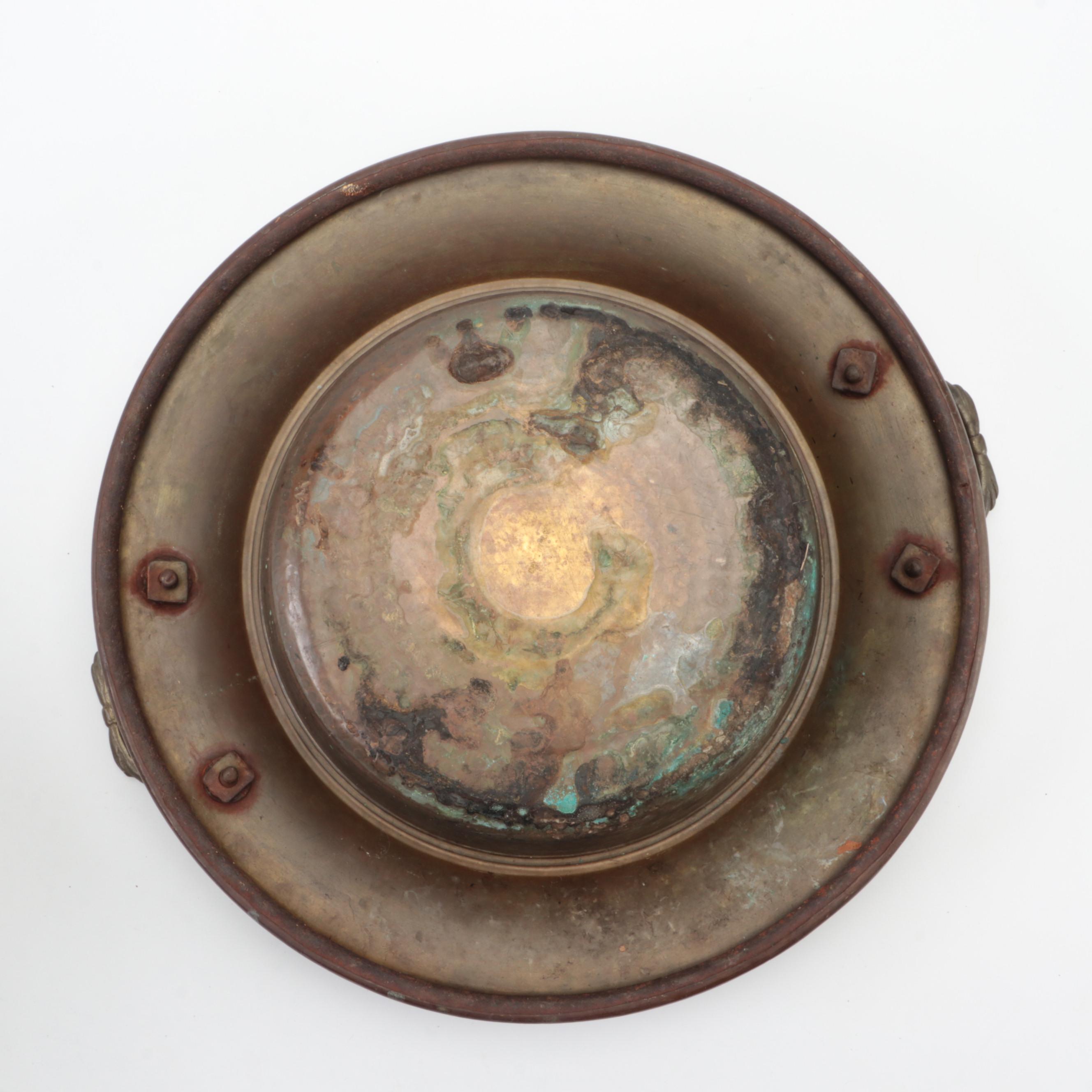 English Brass Lions Paw Planter Pot with Other Brazier Top