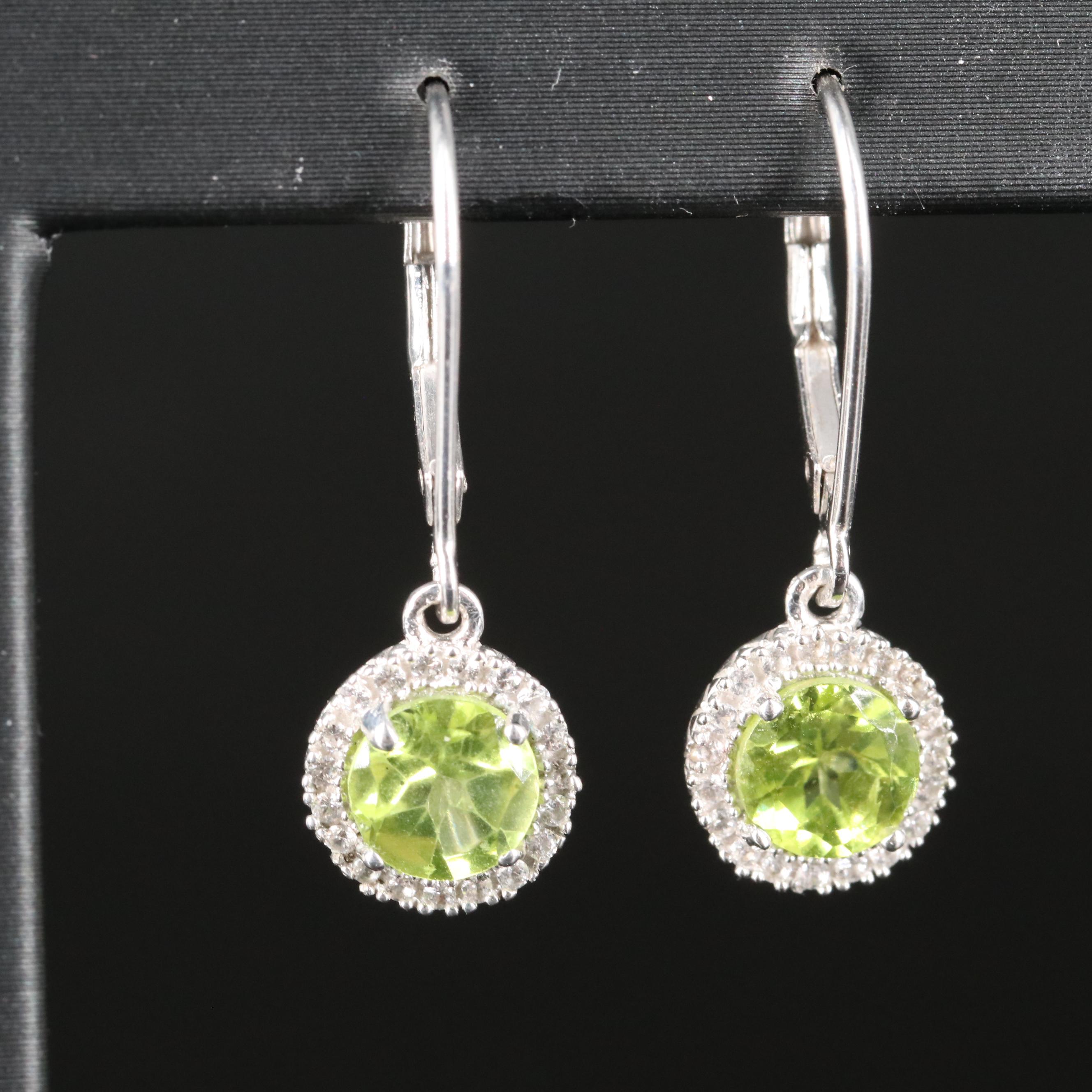 Sterling Peridot and Sapphire Earrings