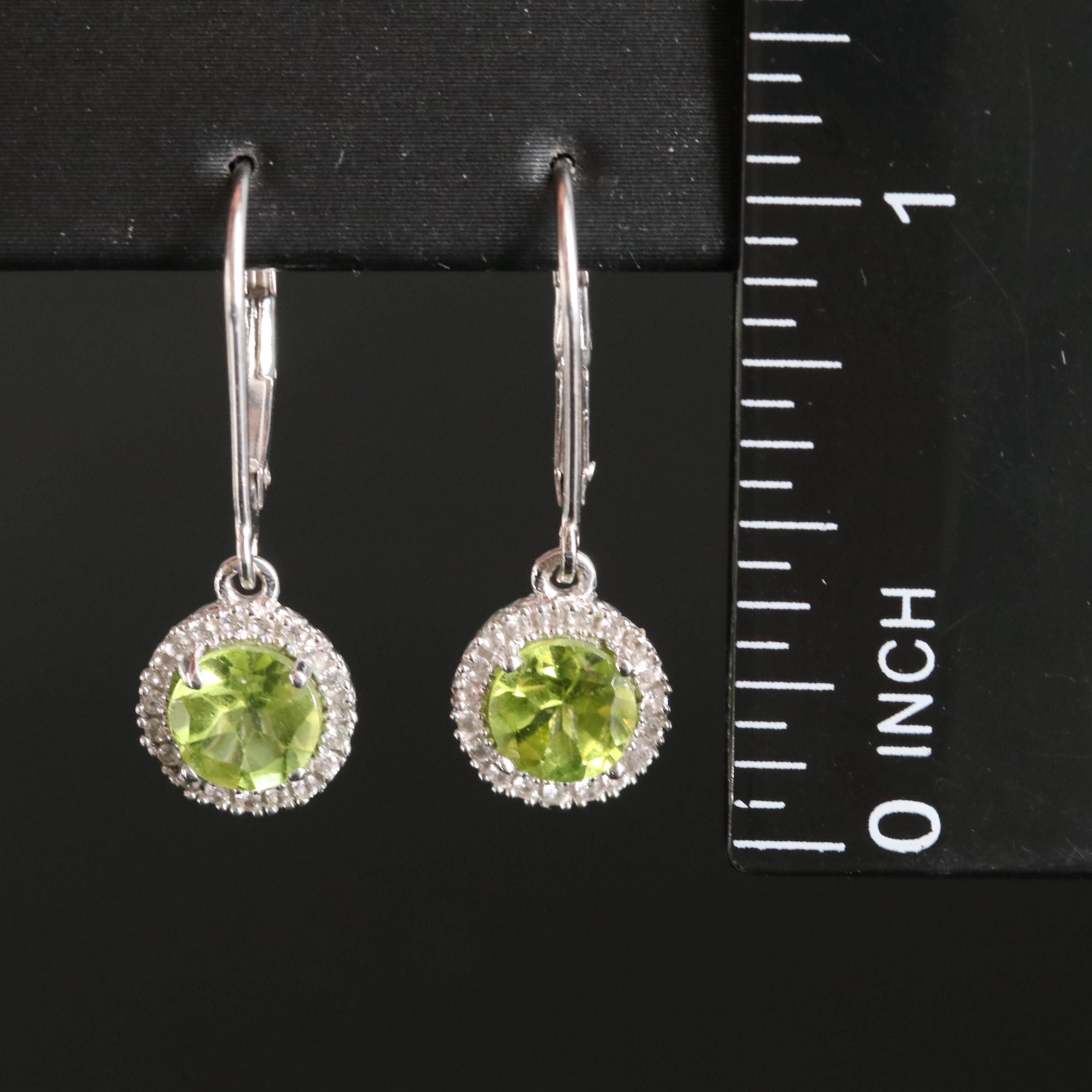 Sterling Peridot and Sapphire Earrings