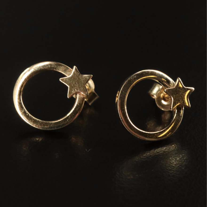 14K Hoop with Star Earrings