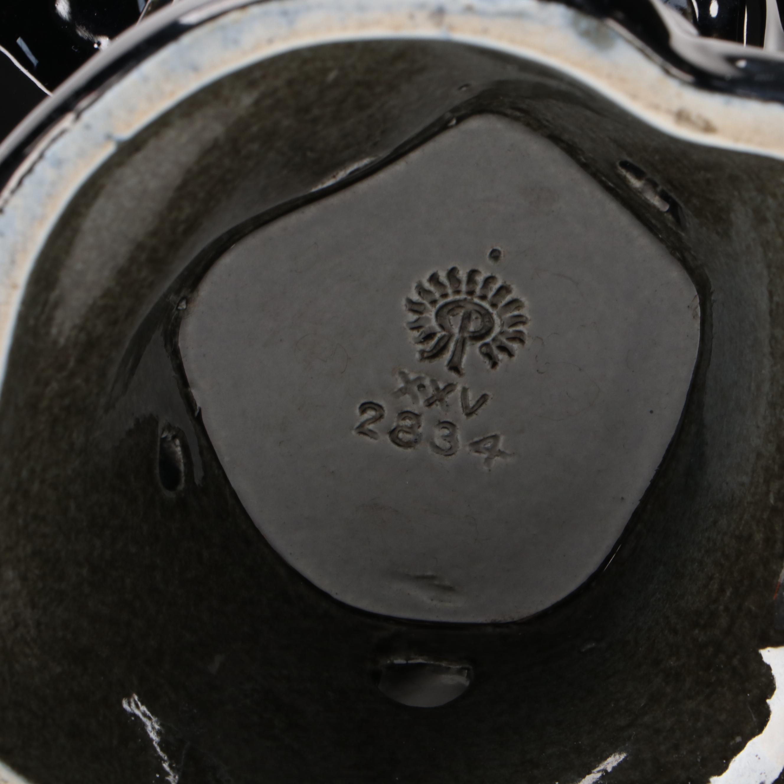 Rookwood Pottery Jet Black Production Vase with Openwork Lotus Base, 1925