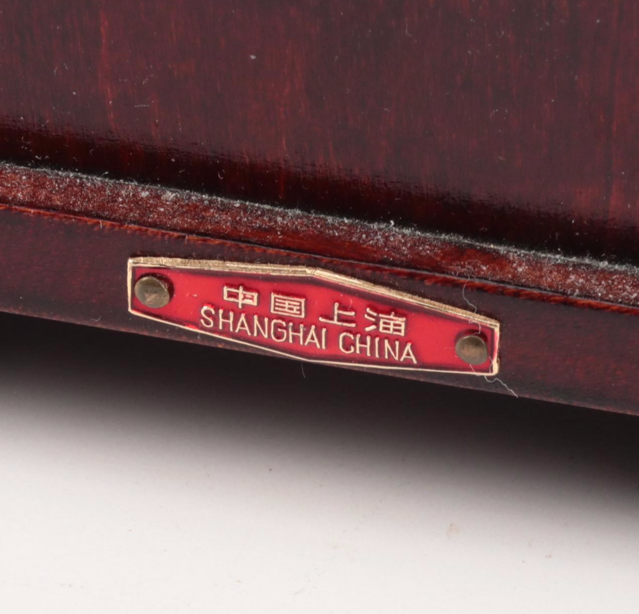 Chinese Wooden Jewelry Boxes with Mah Jong and Fortune Stick Sets