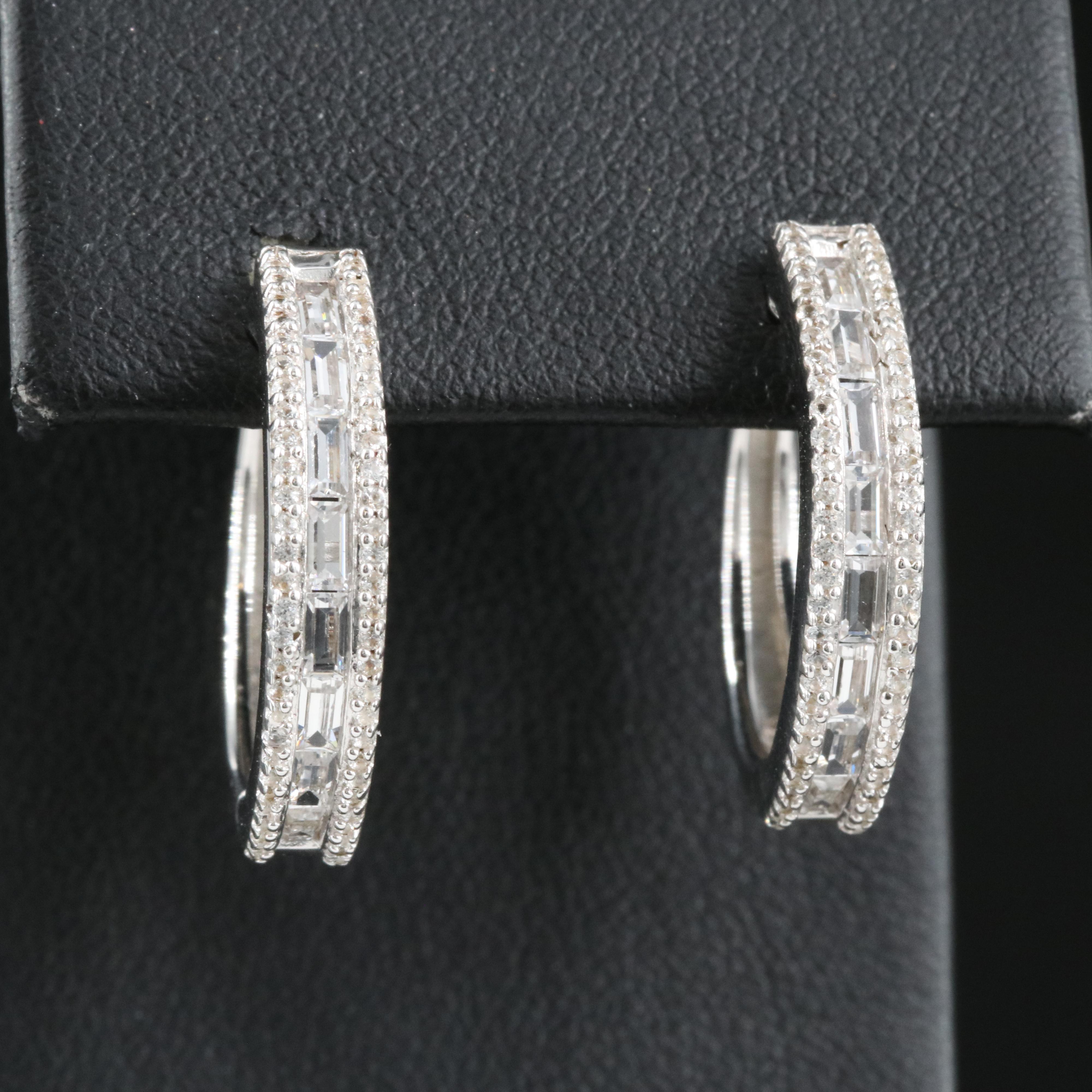 Sterling Sapphire Hoop Earrings