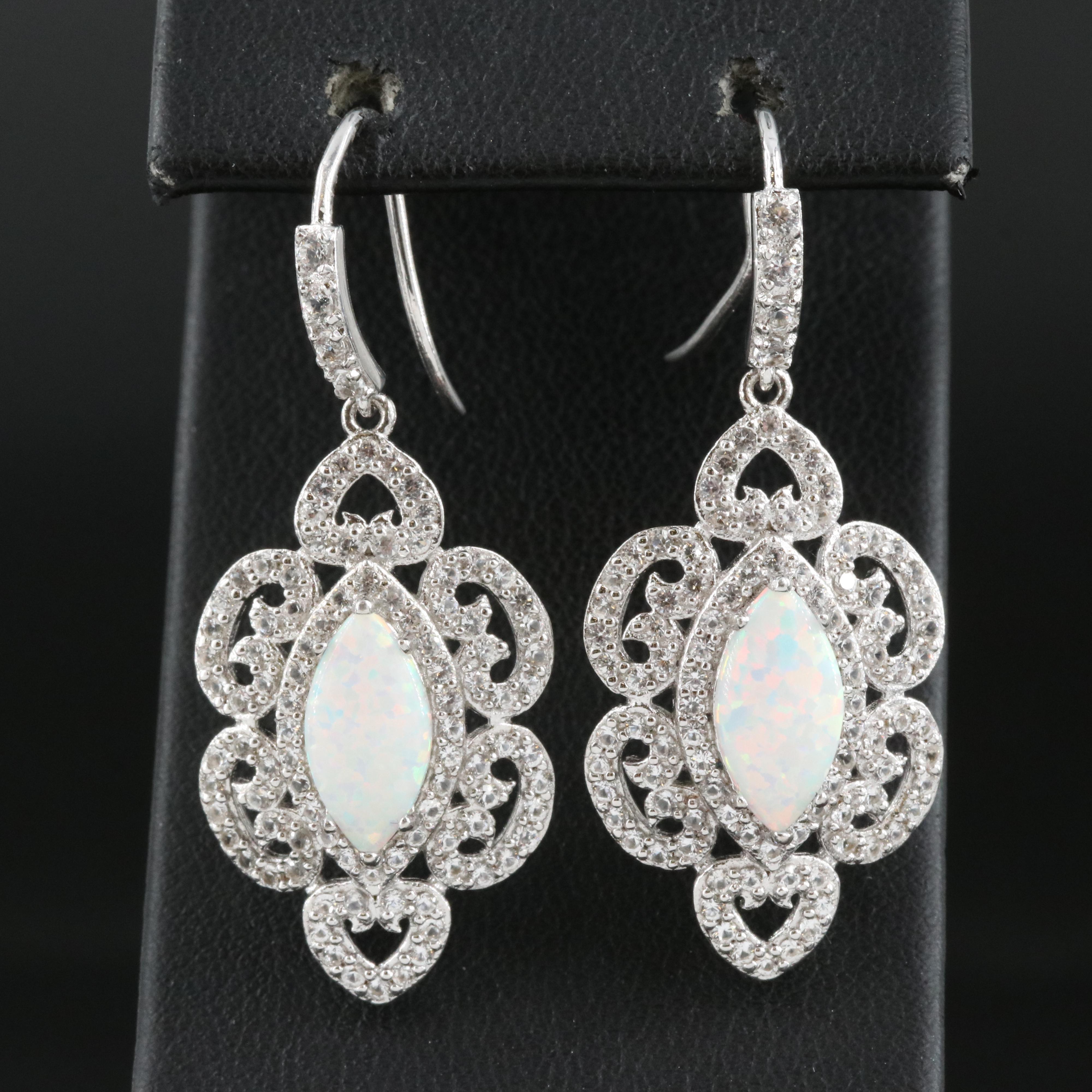 Sterling Opal and Sapphire Earrings