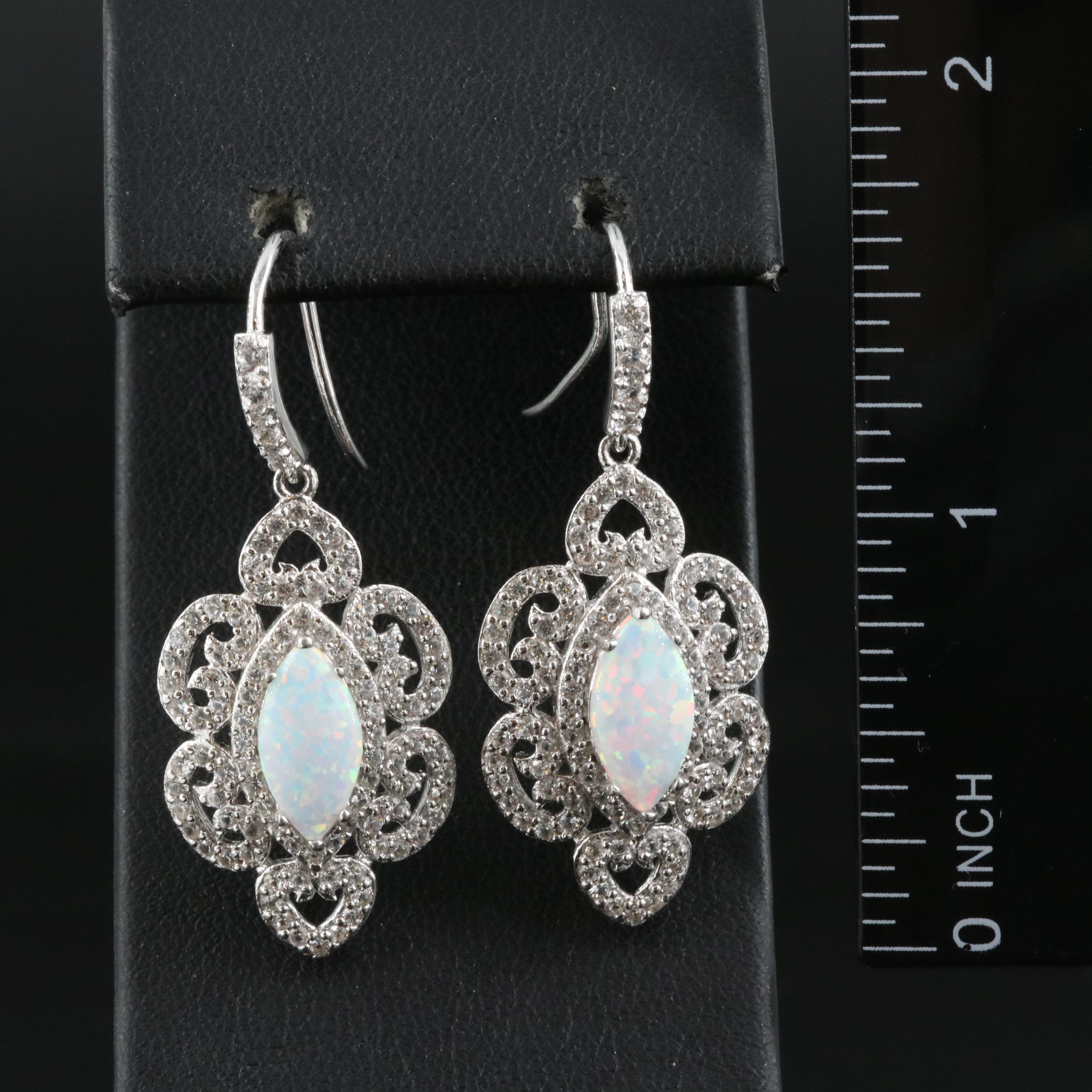 Sterling Opal and Sapphire Earrings