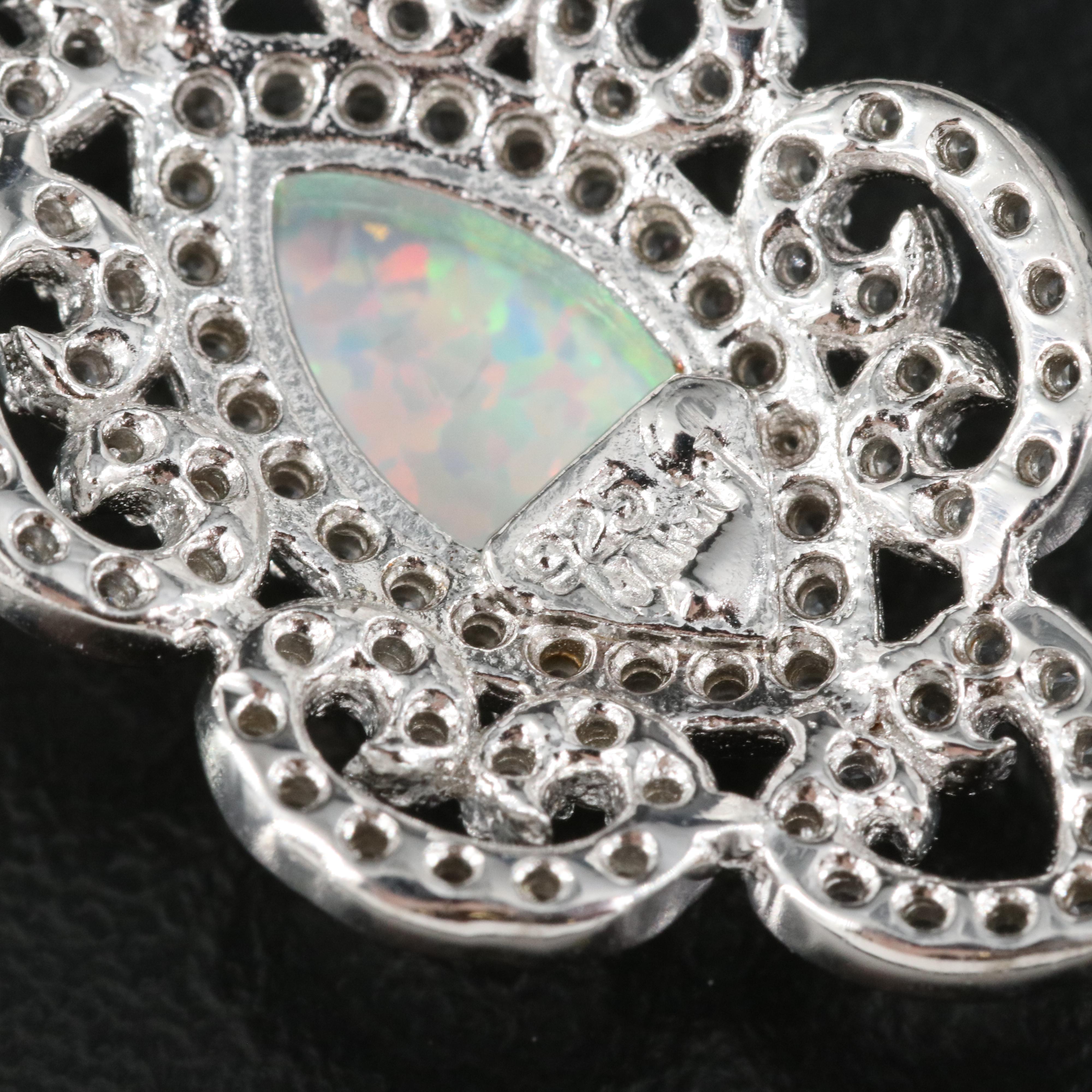 Sterling Opal and Sapphire Earrings