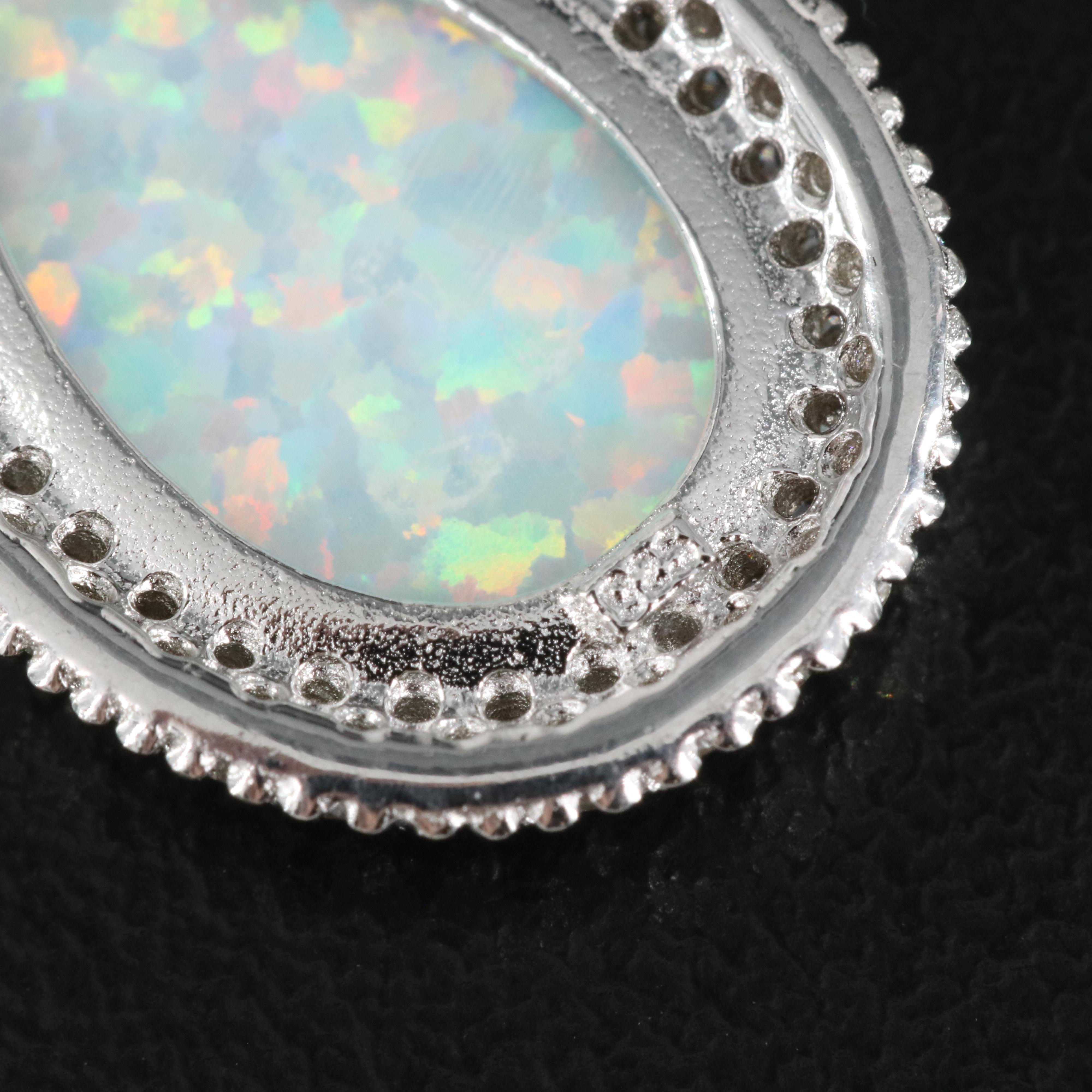 Sterling Opal and Cubic Zirconia Earrings