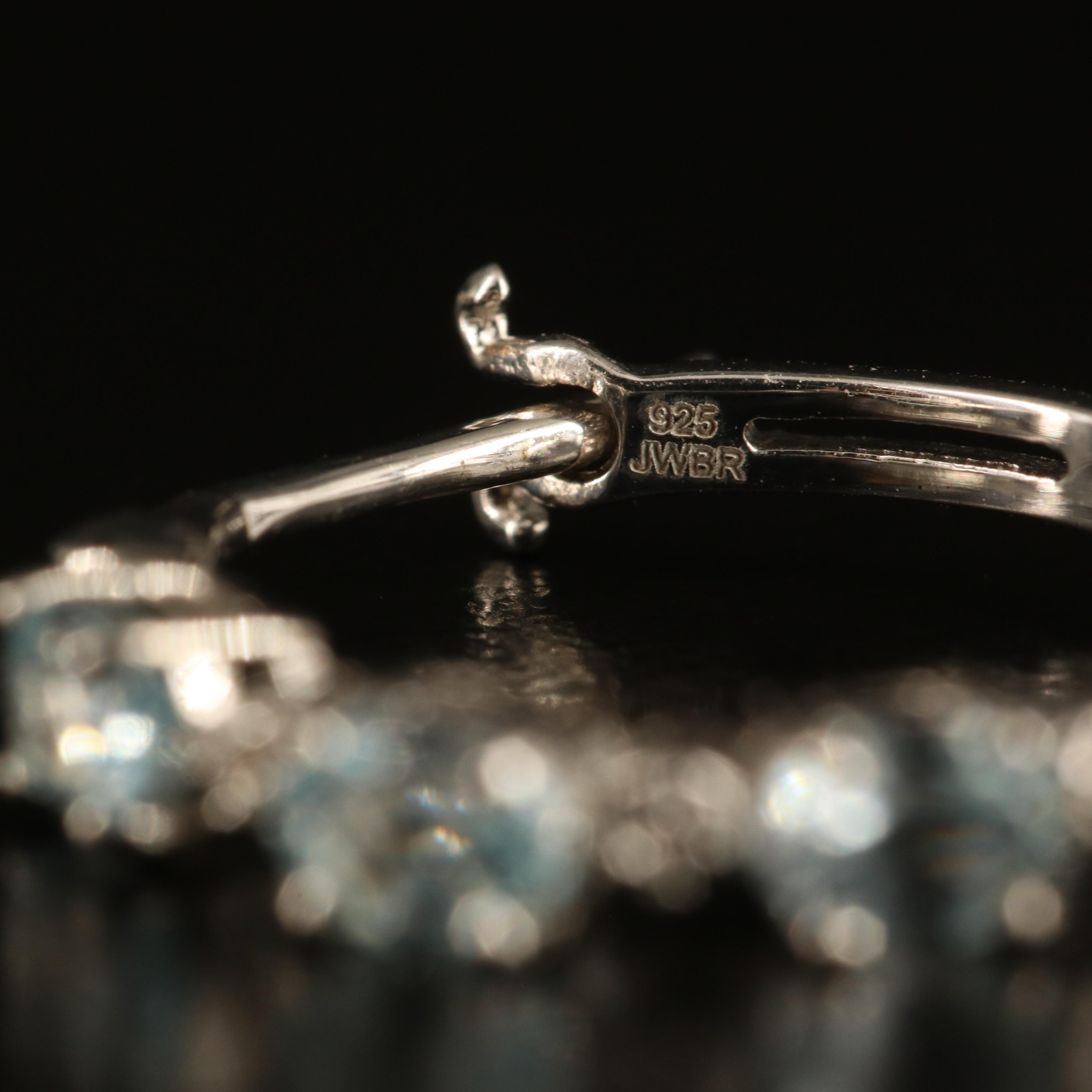 Sterling Blue Topaz and White Sapphire Hoop Earrings