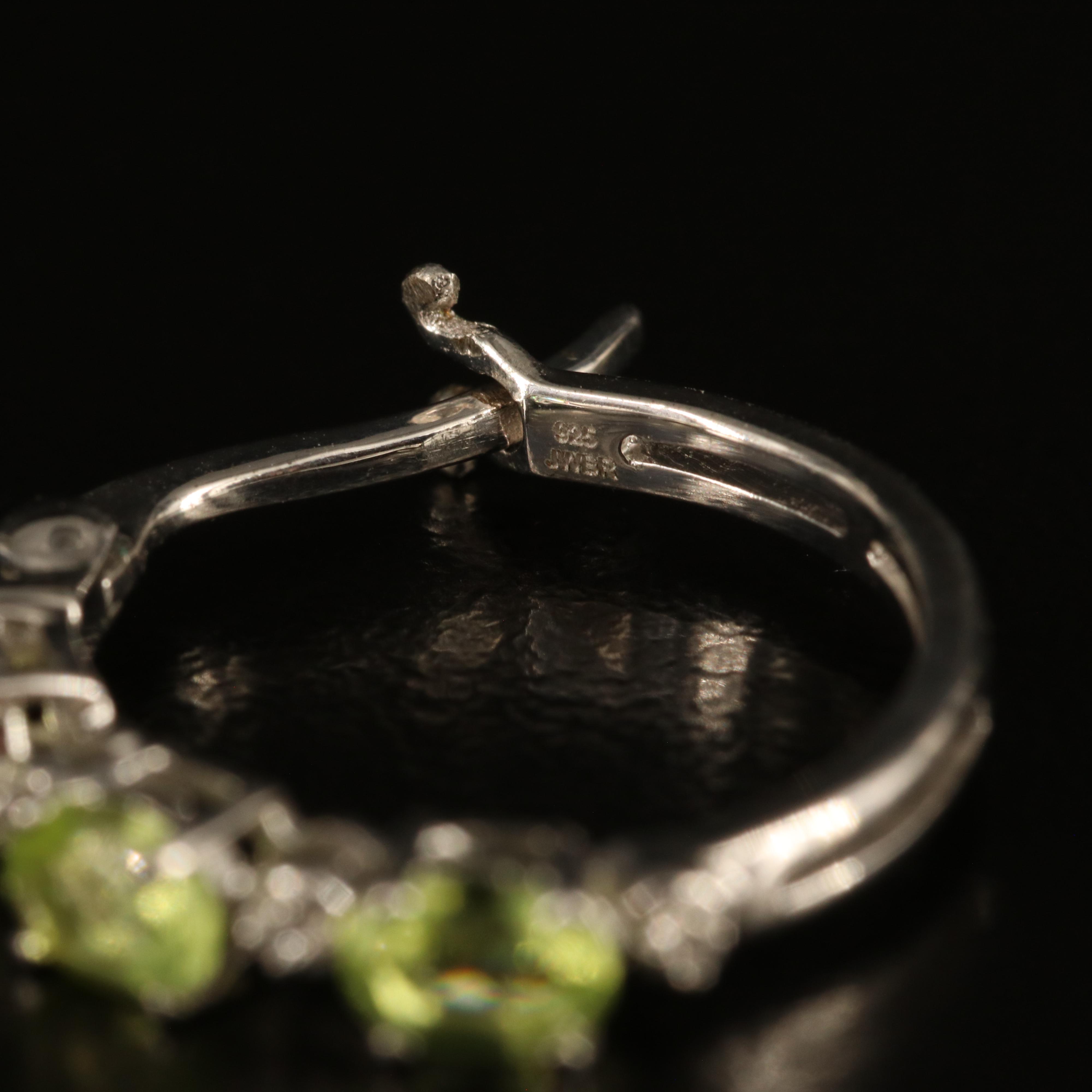 Sterling Peridot and White Sapphire Hoop Earrings