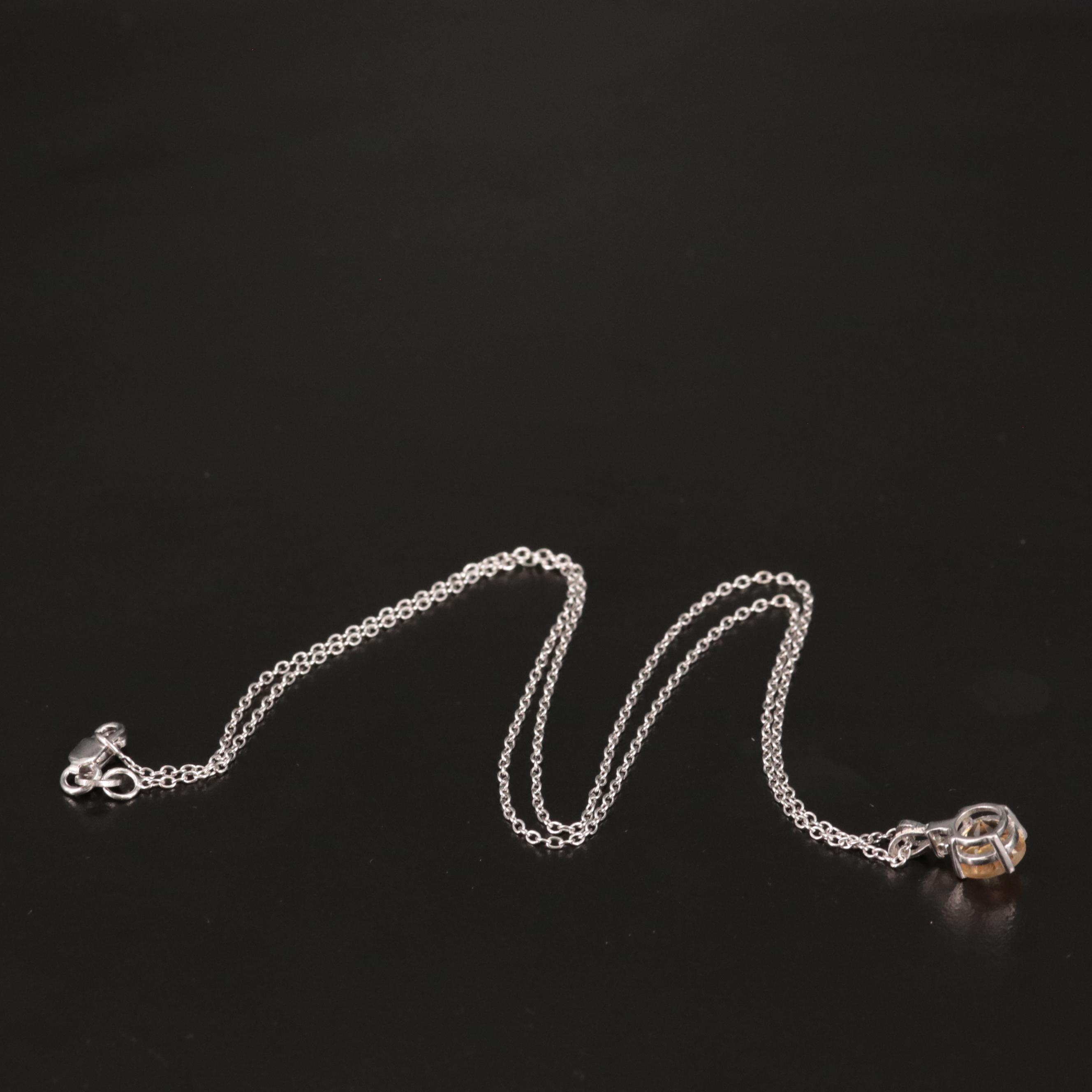Sterling Citrine and White Topaz Pendant Necklace
