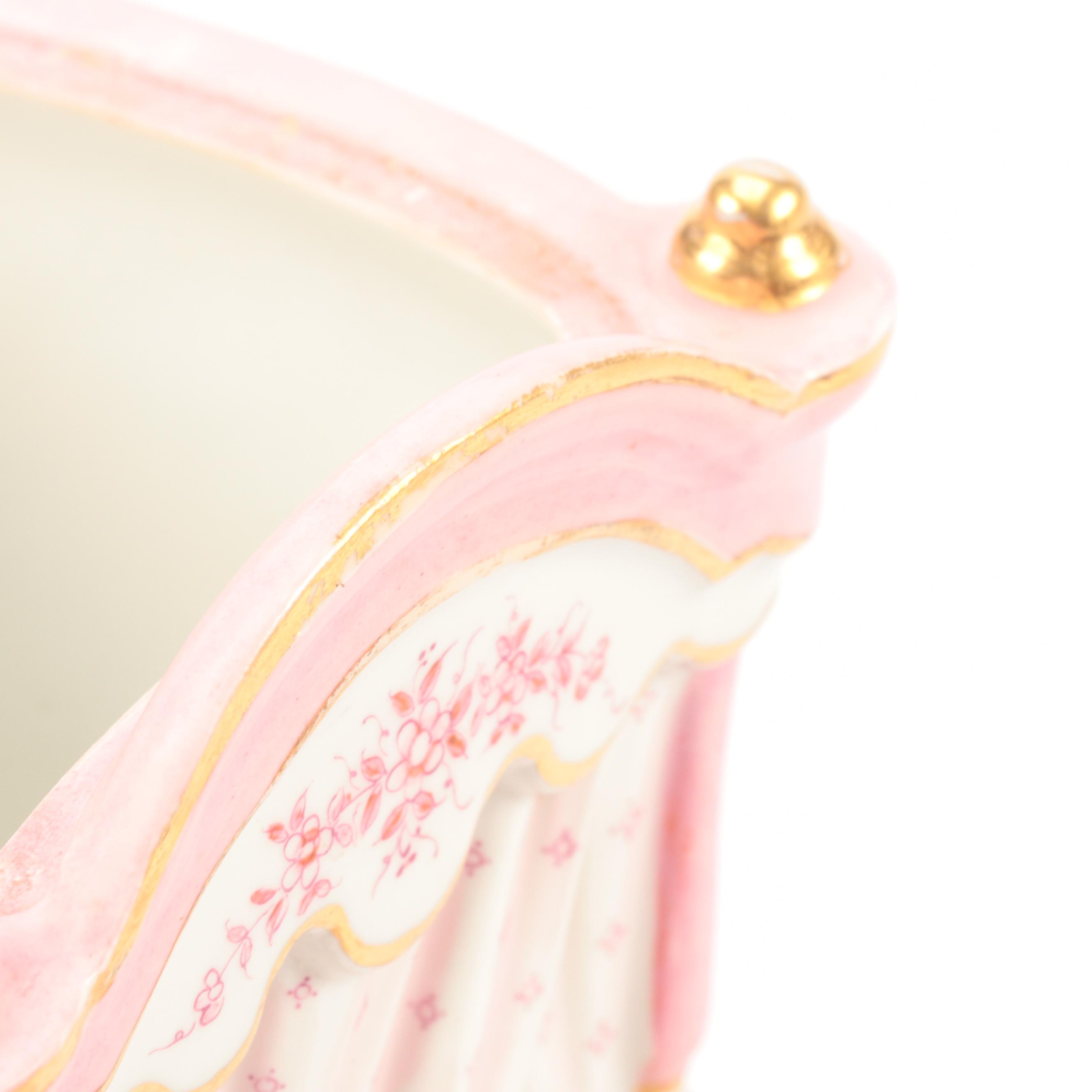 French Porcelain Rococo Style Wheeled Sedan Figural Vanity Jar