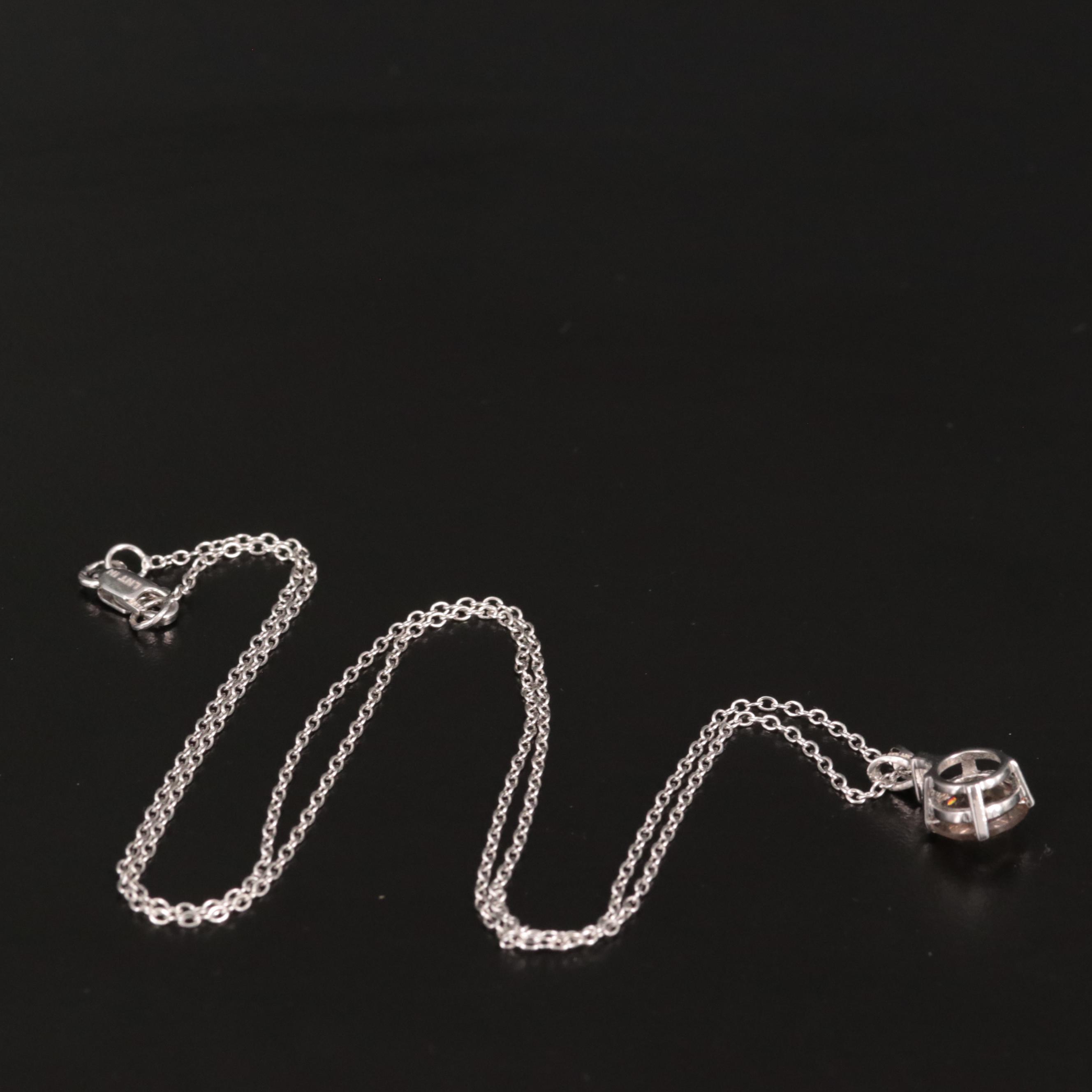 Sterling Smoky Quartz and White Topaz Pendant Necklace