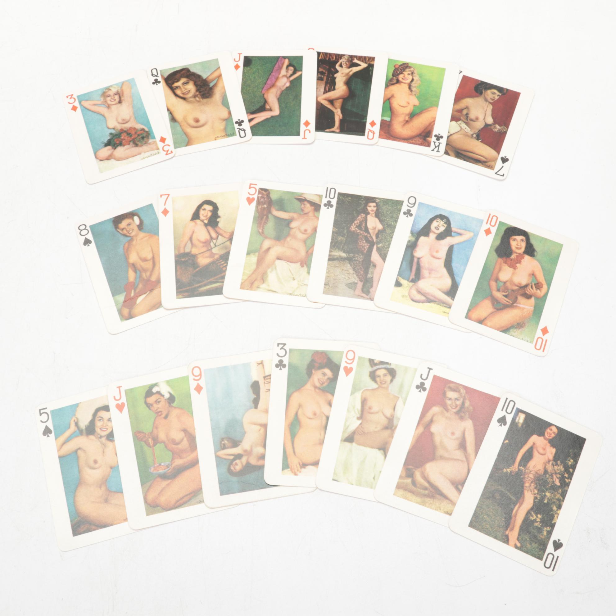 Pin-Up Girl Playing Cards and Vargas Calendar Page, Mid-20th Century