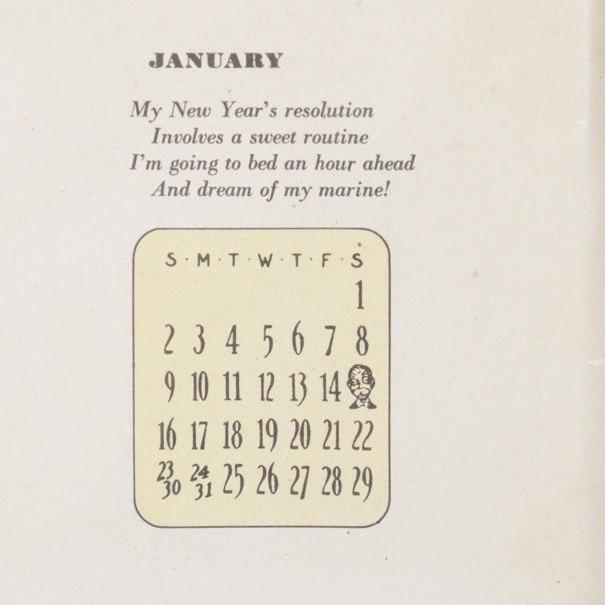 Pin-Up Girl Playing Cards and Vargas Calendar Page, Mid-20th Century