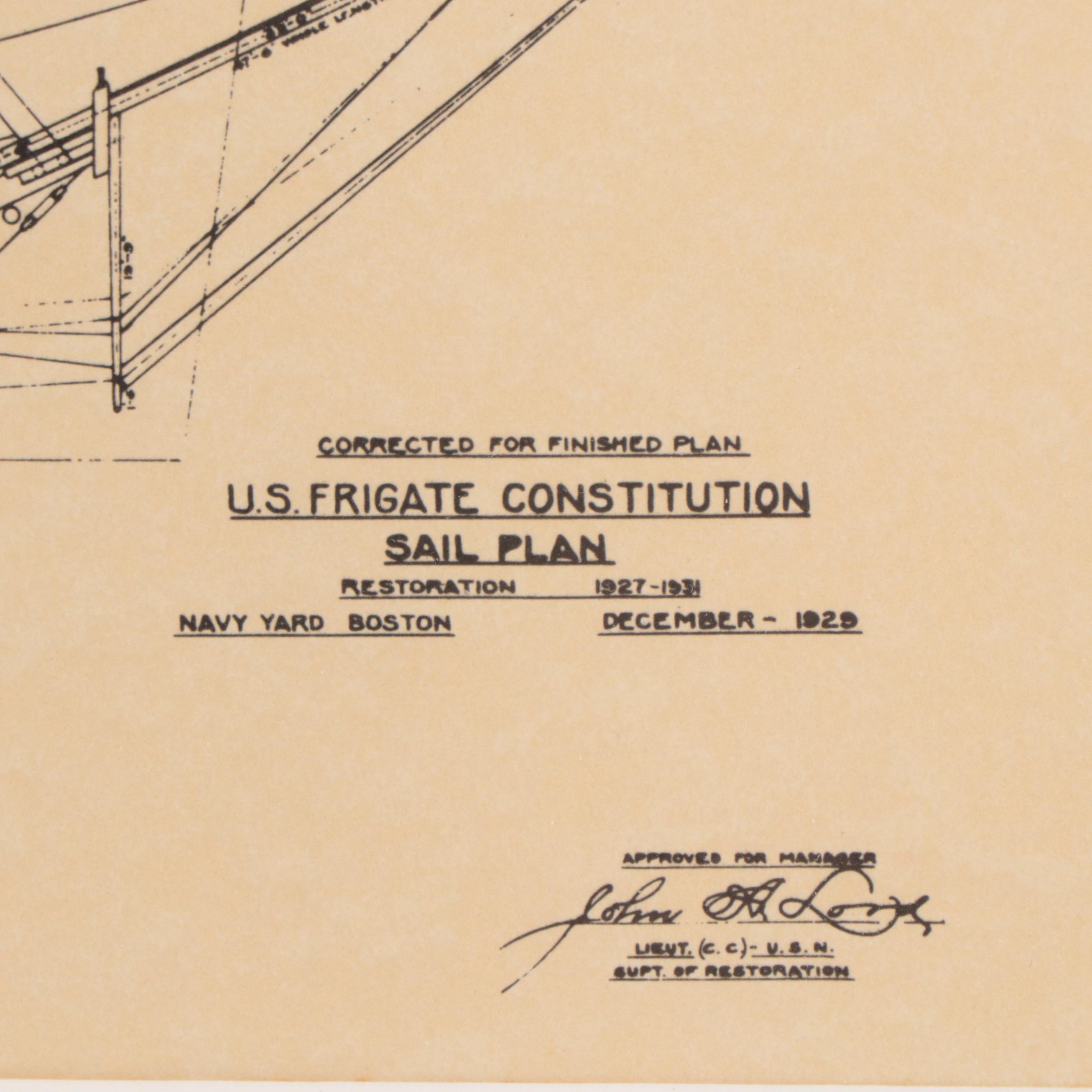 Lithograph of Ship "U.S. Frigate Constitution Sail Plan"