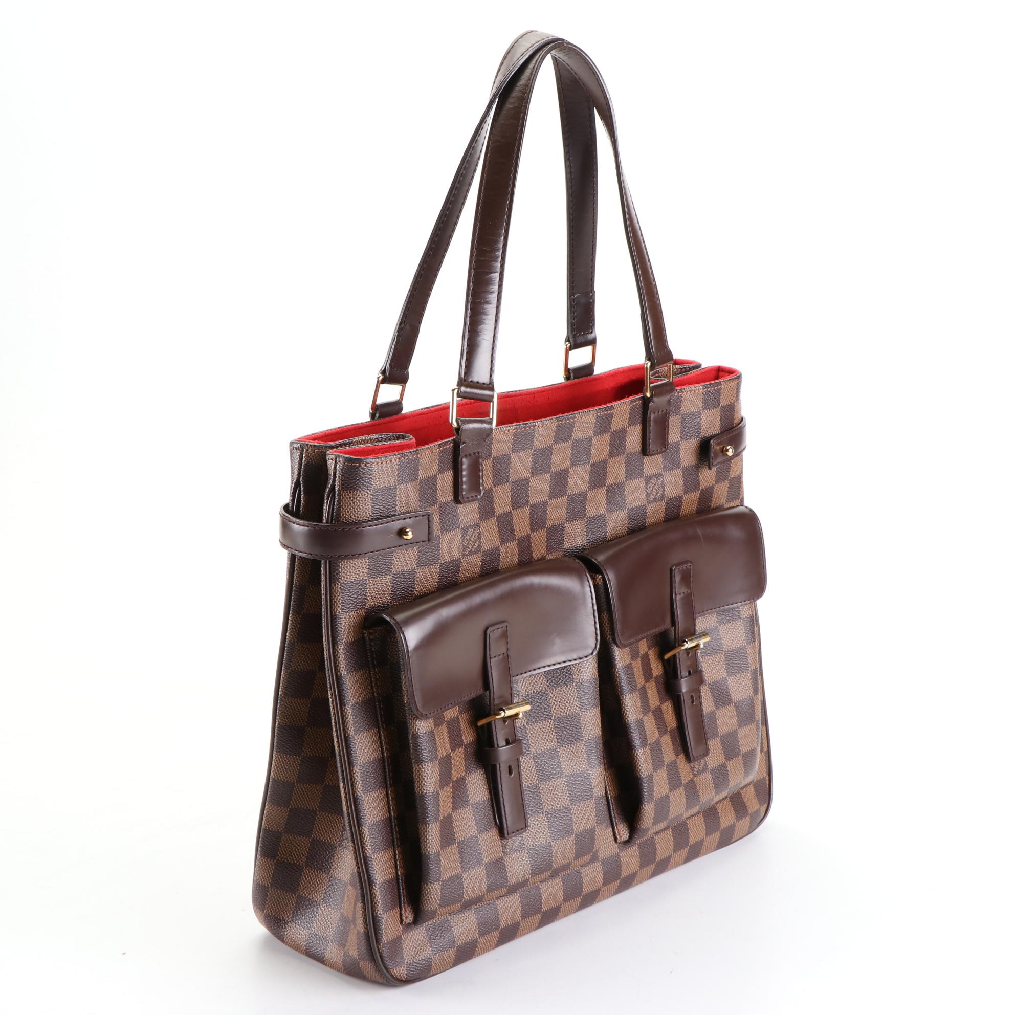 Louis Vuitton Uzès Tote in Damier Ebene Canvas with Leather Trim