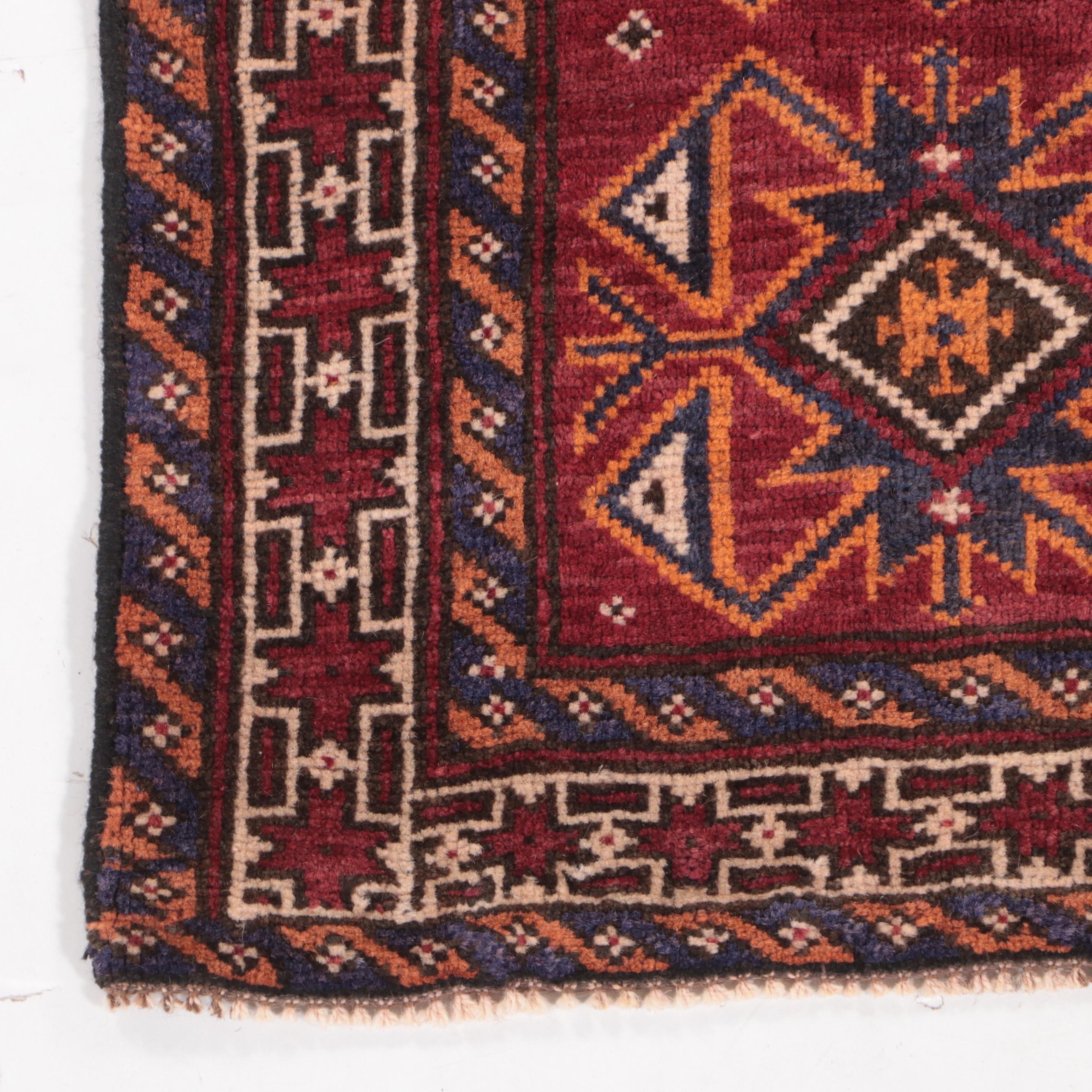 1'9 x 2'8 Hand-Knotted Afghan Baluch Accent Rug