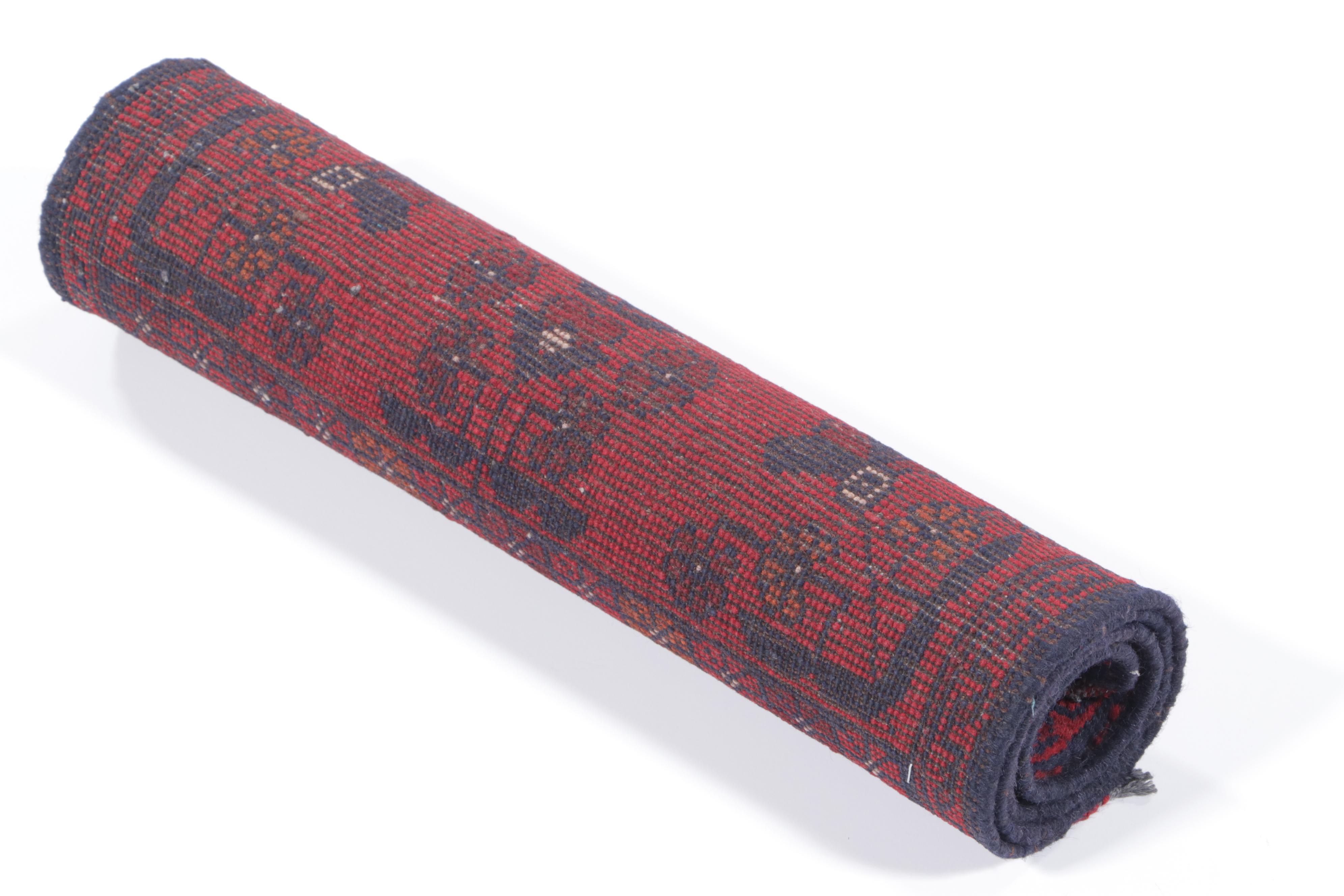 1'8 x 3'8 Hand-Knotted Afghan Kunduz Accent Rug