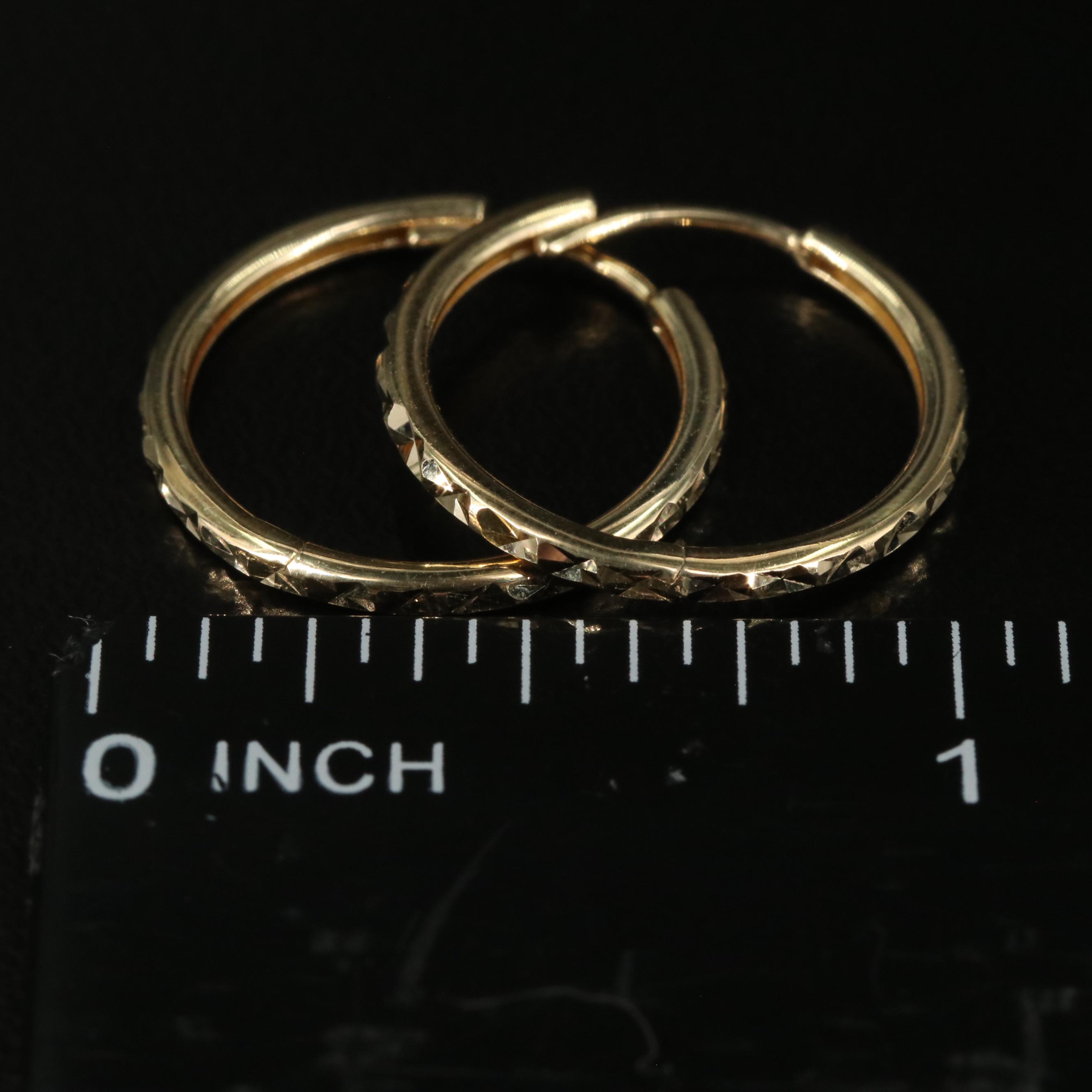 14K Textured Huggie Hoop Earrings