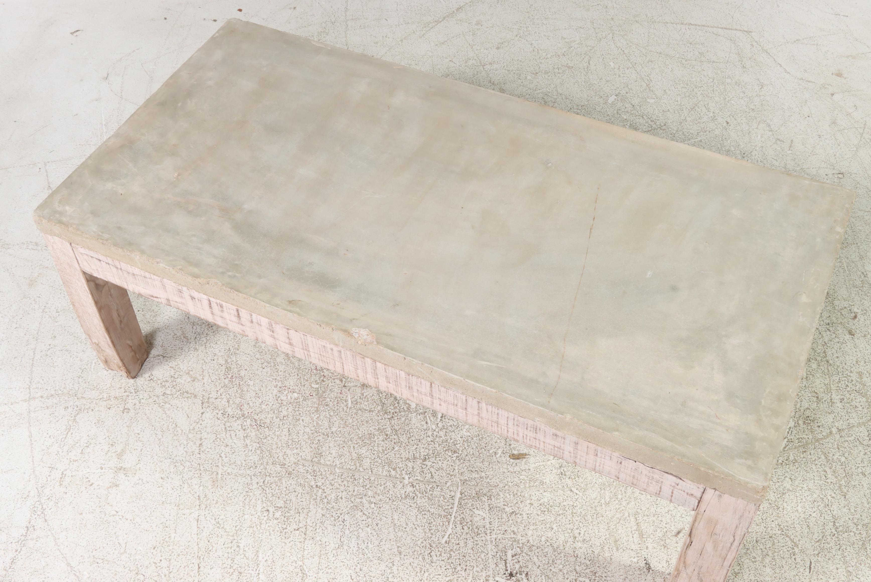Contemporary Salvaged Wood and Concrete-Top Coffee Table