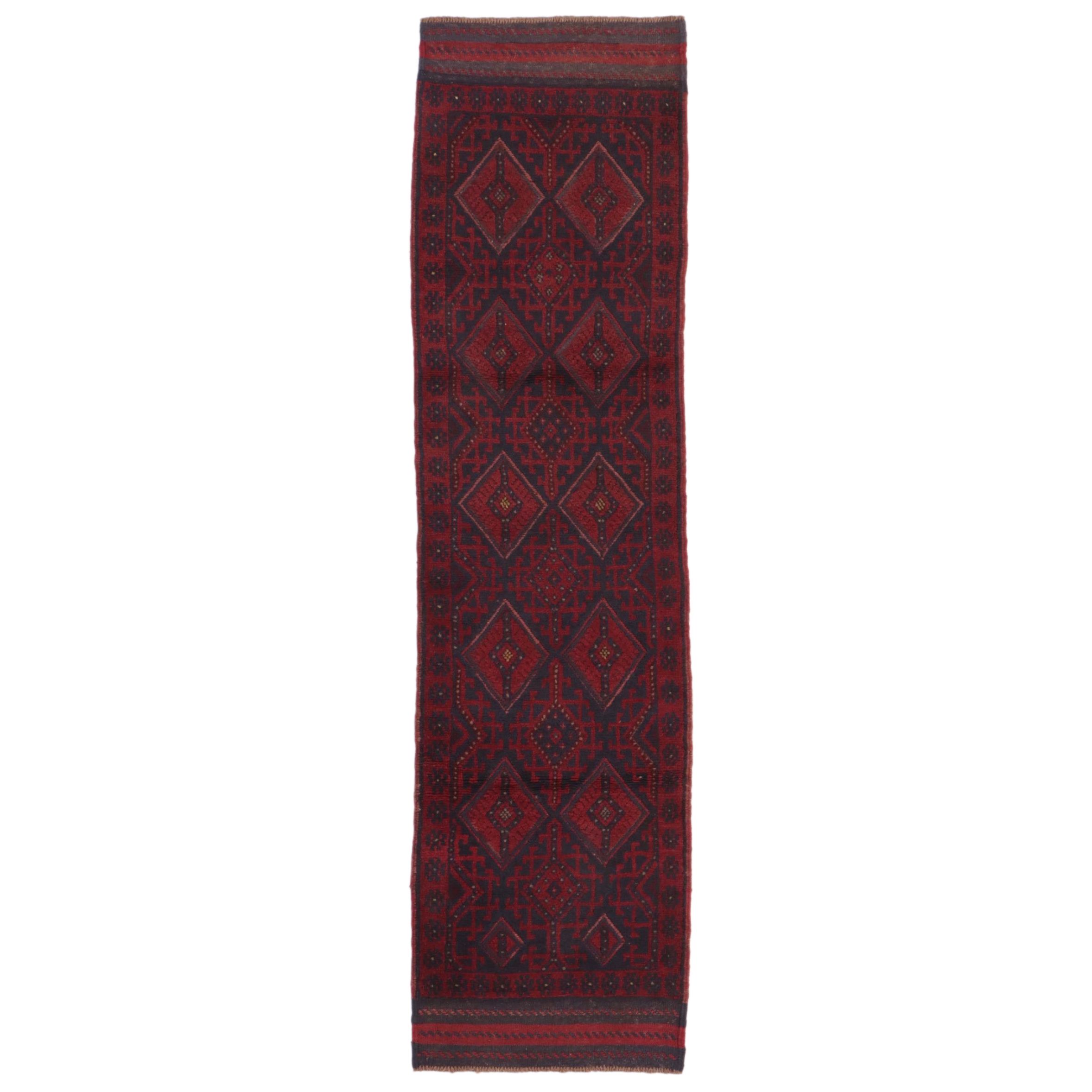 2' x 7'9 Hand-Knotted Afghan Mixed Technique Carpet Runner