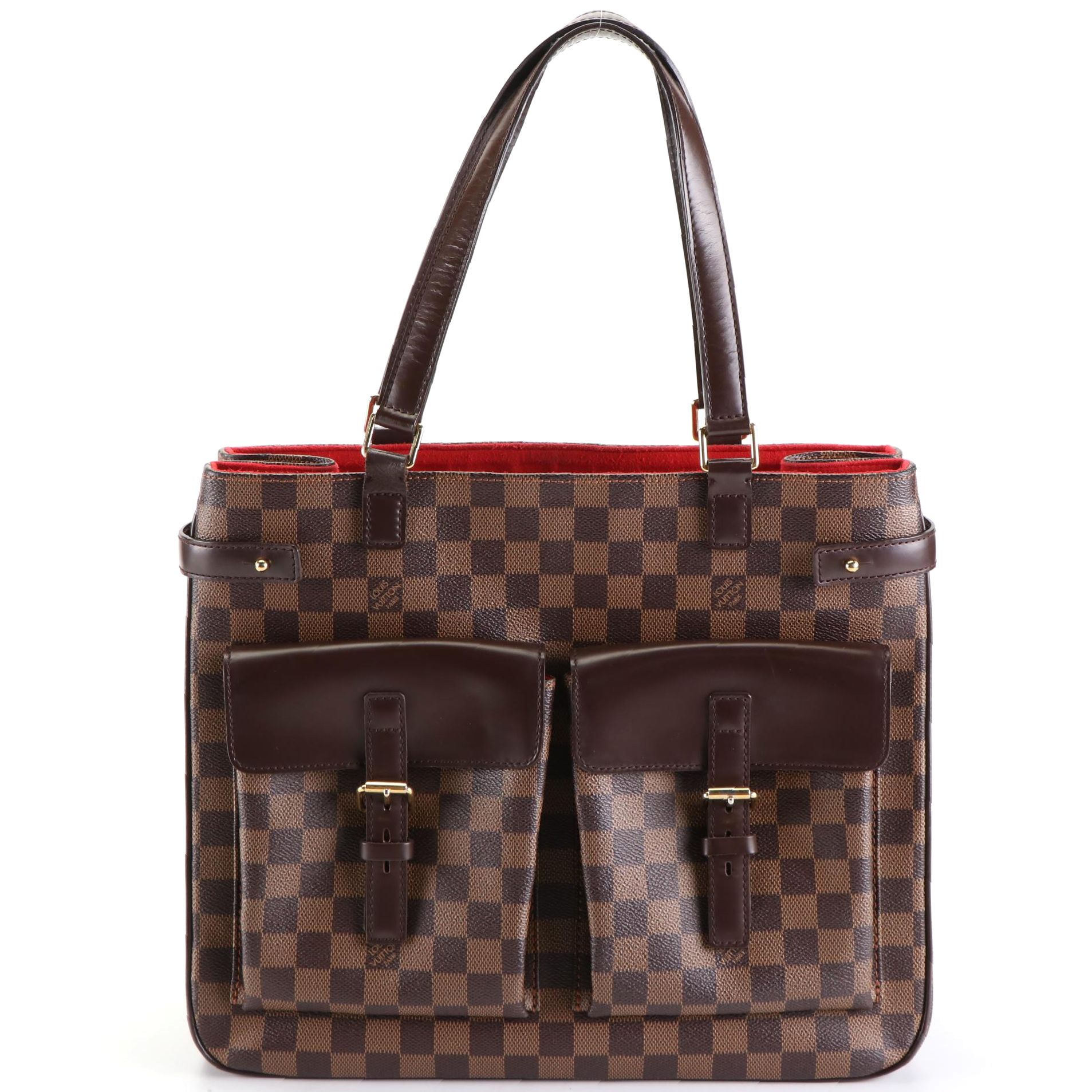 Louis Vuitton Uzès Tote in Damier Ebene Canvas with Leather Trim